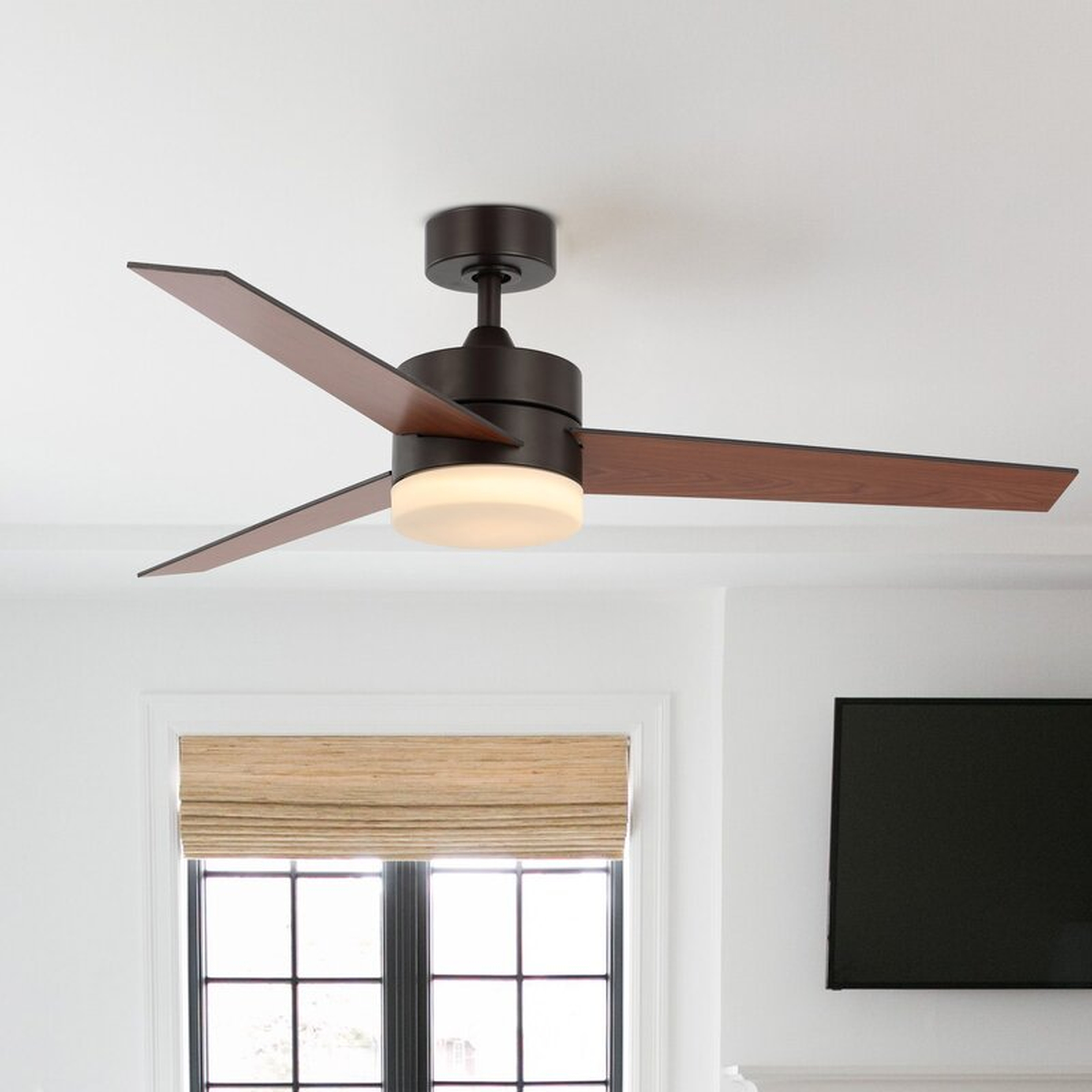 52'' Manhattan 3 - Blade LED Standard Ceiling Fan with Remote Control and Light Kit Included - Wayfair