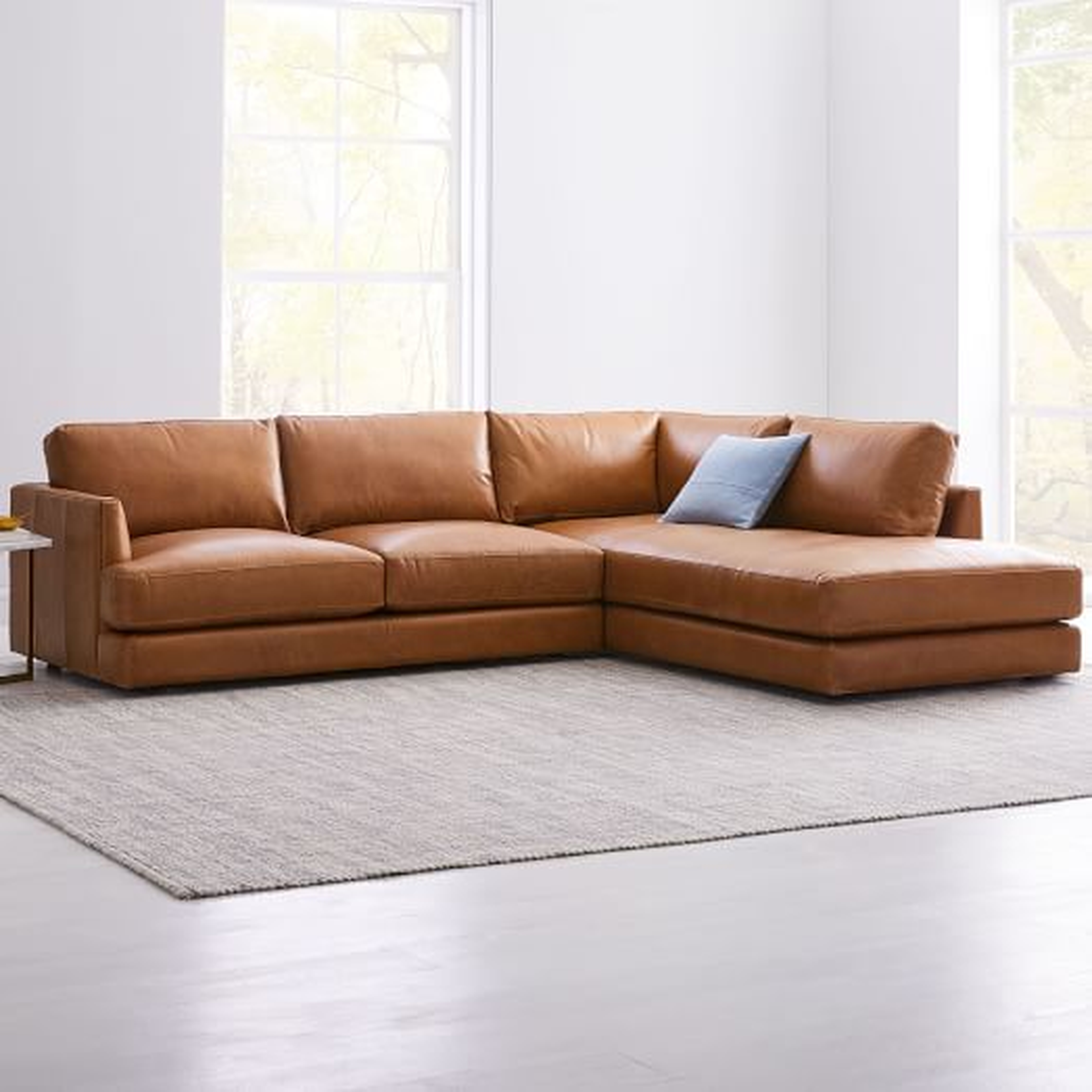 Haven Leather Right 2-Piece Terminal Chaise Sectional - West Elm