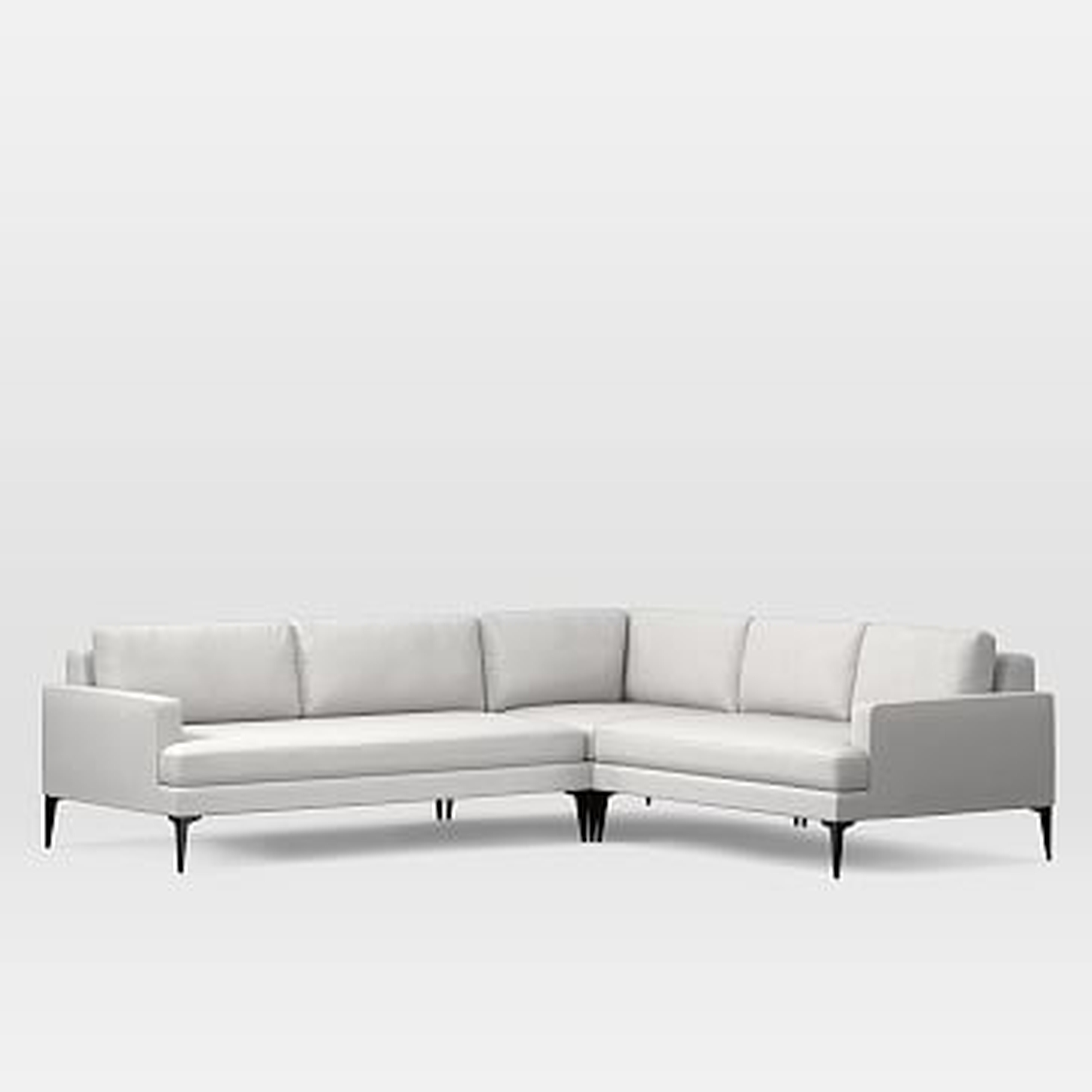 Andes Sectional Set 07: Left Arm 2.5 Seater Sofa, Corner, Right Arm 2 Seater Sofa, Eco Weave, Oyster, Dark Pewter - West Elm