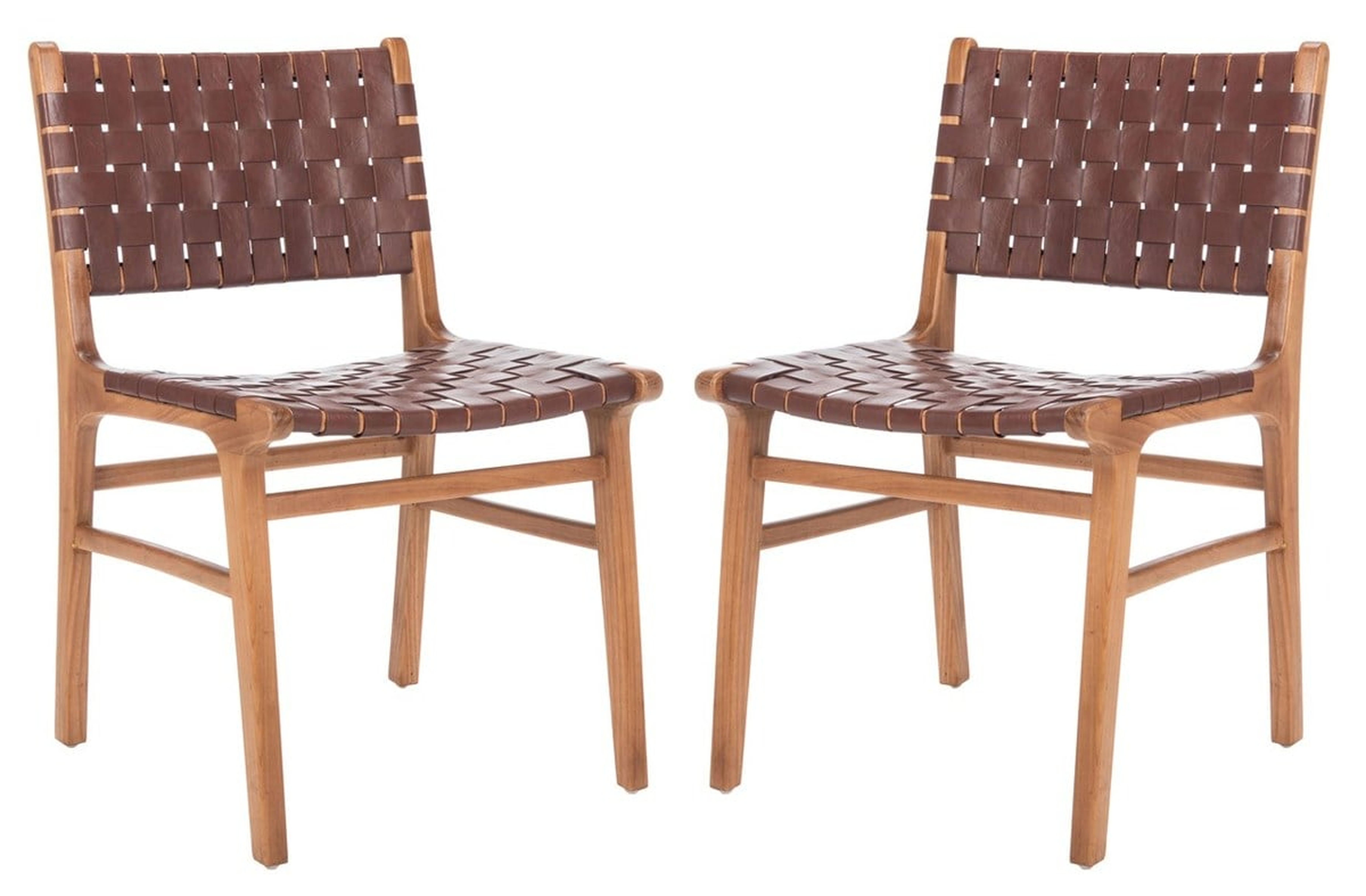 Taika Woven Leather Dining Chair (Set of 2) - Cognac/Natural - Arlo Home - Arlo Home