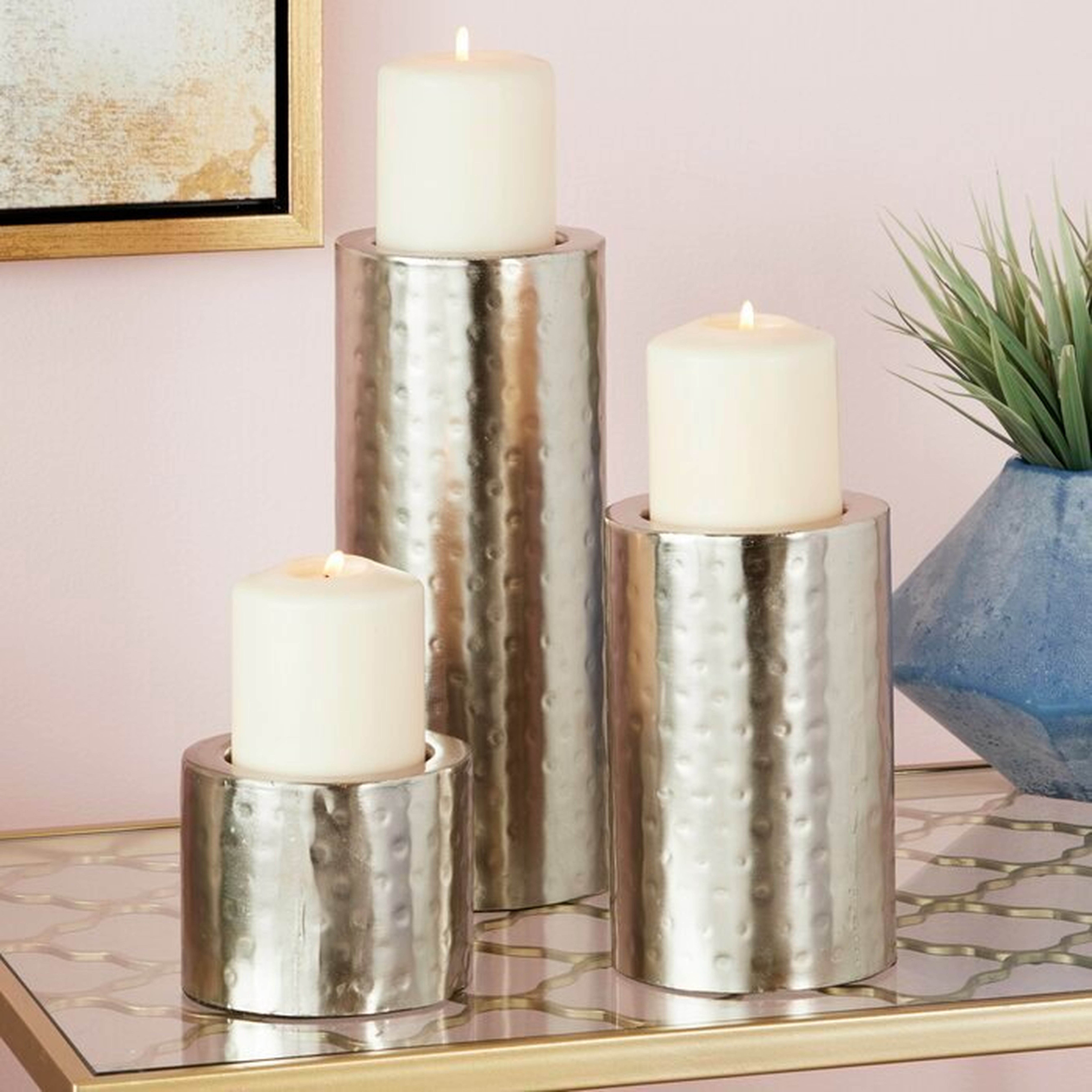 3 Piece Metal Candlestick Set - Wayfair