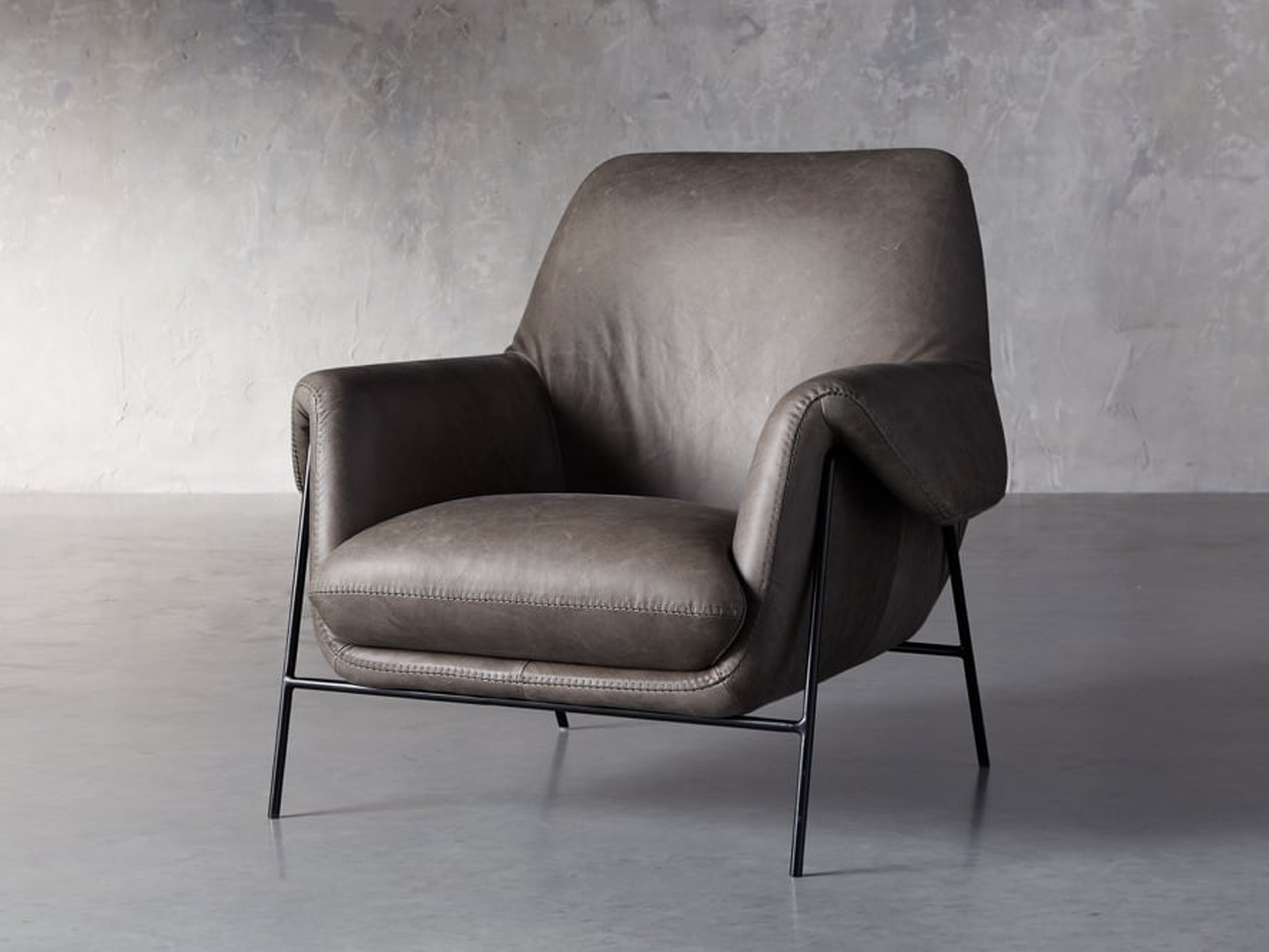 Engles Leather Chair in Gray  Saddlebag Lead - Arhaus