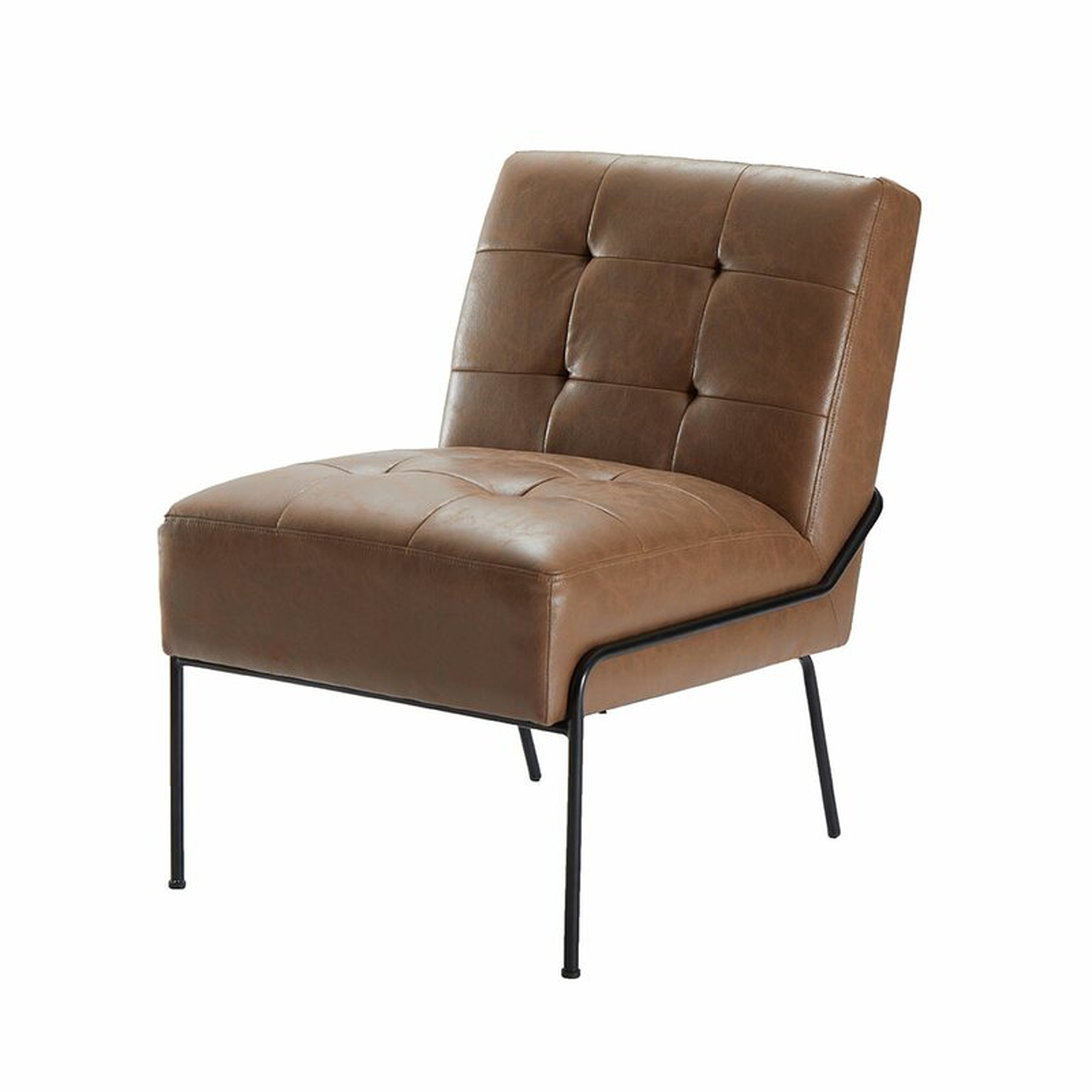 Armless Tufted Upholstered Accent Chair with Metal Legs - Wayfair