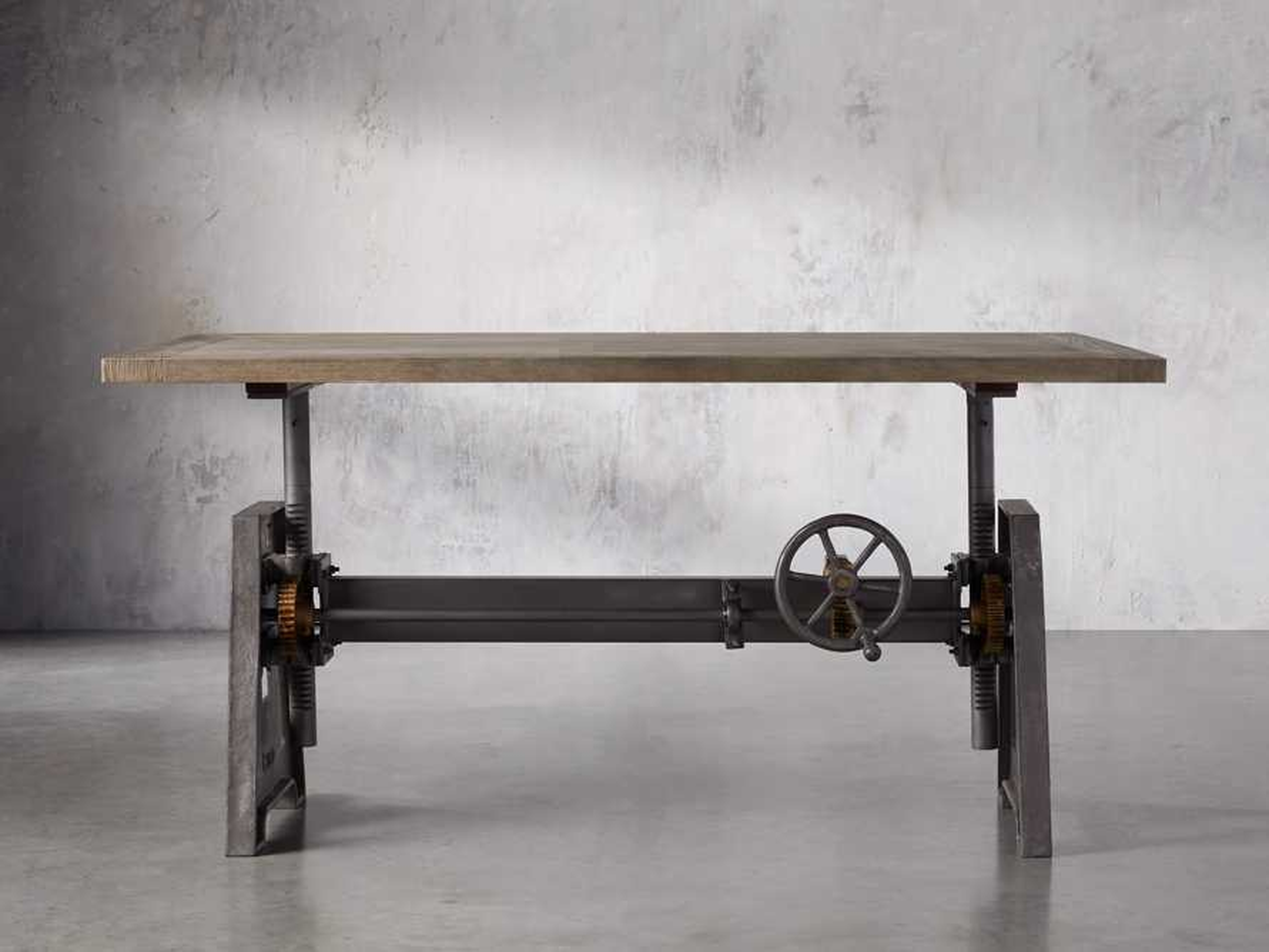 Industrial Crank Desk in Graphite with Wynn Top Wood Large Gray /68" - Arhaus
