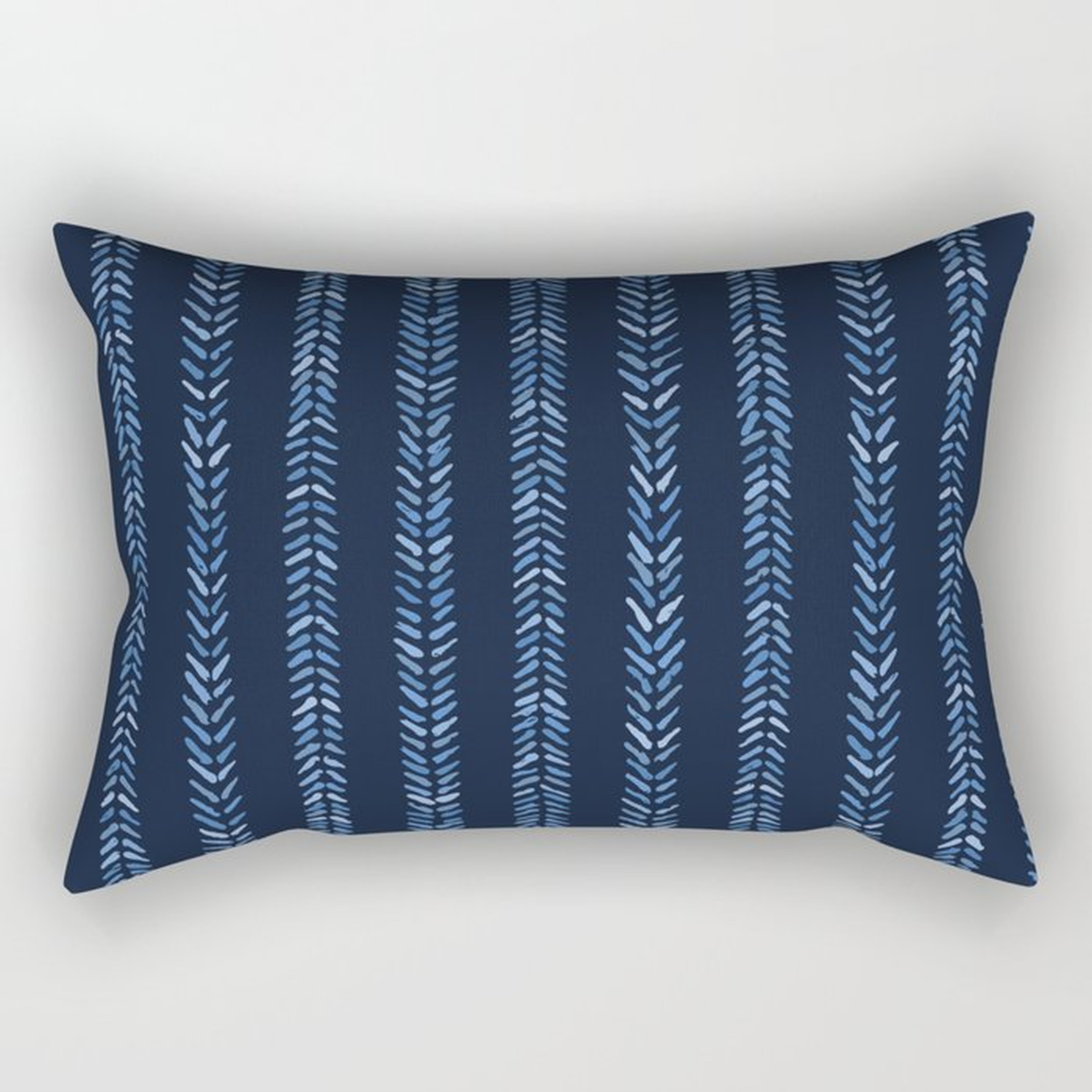 Indigo blue graphic herringbone stitch seamless pattern. Rectangular Pillow - Society6