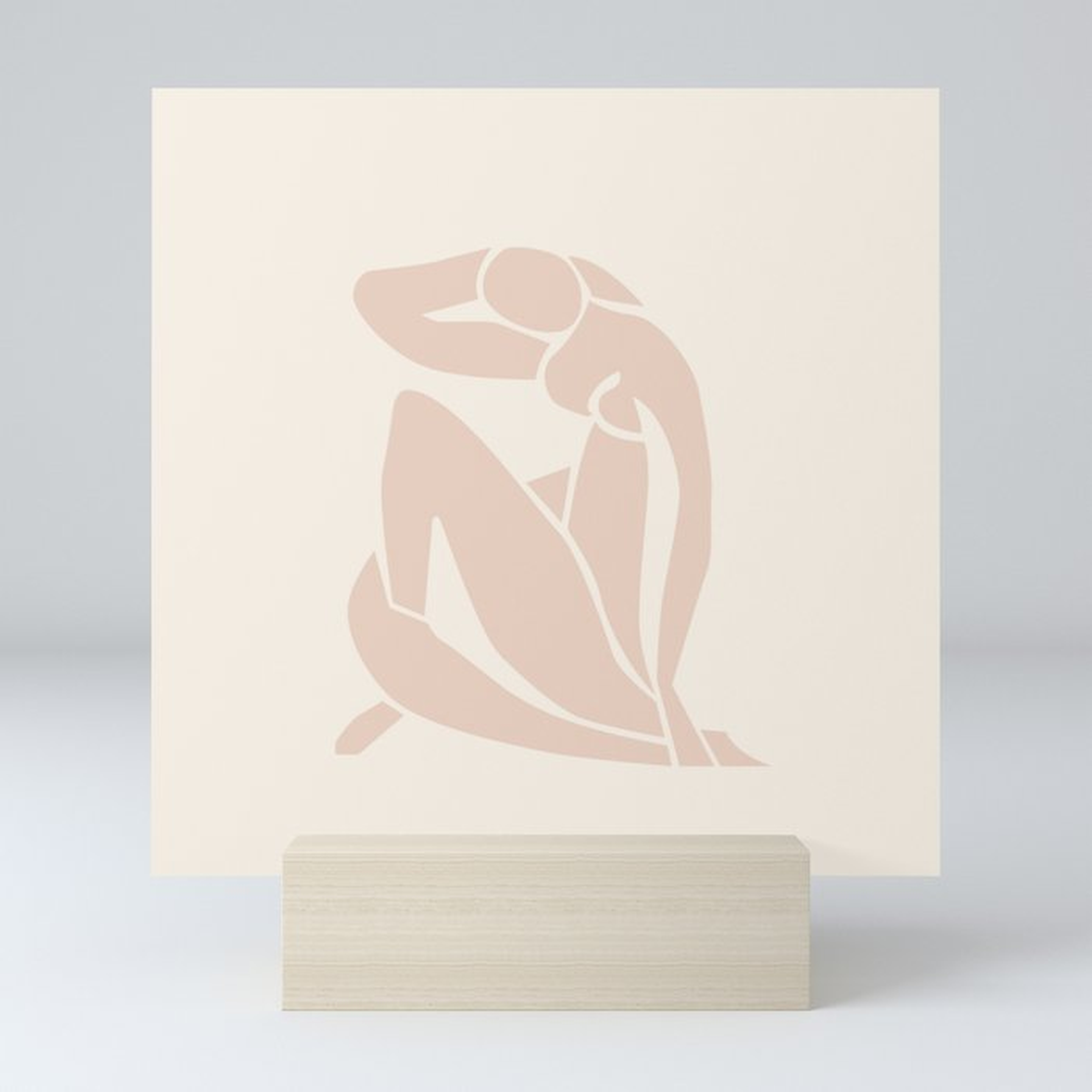 2 Lady knelt pink minimal art, matisse cut out illustration Mini Art Print - Society6