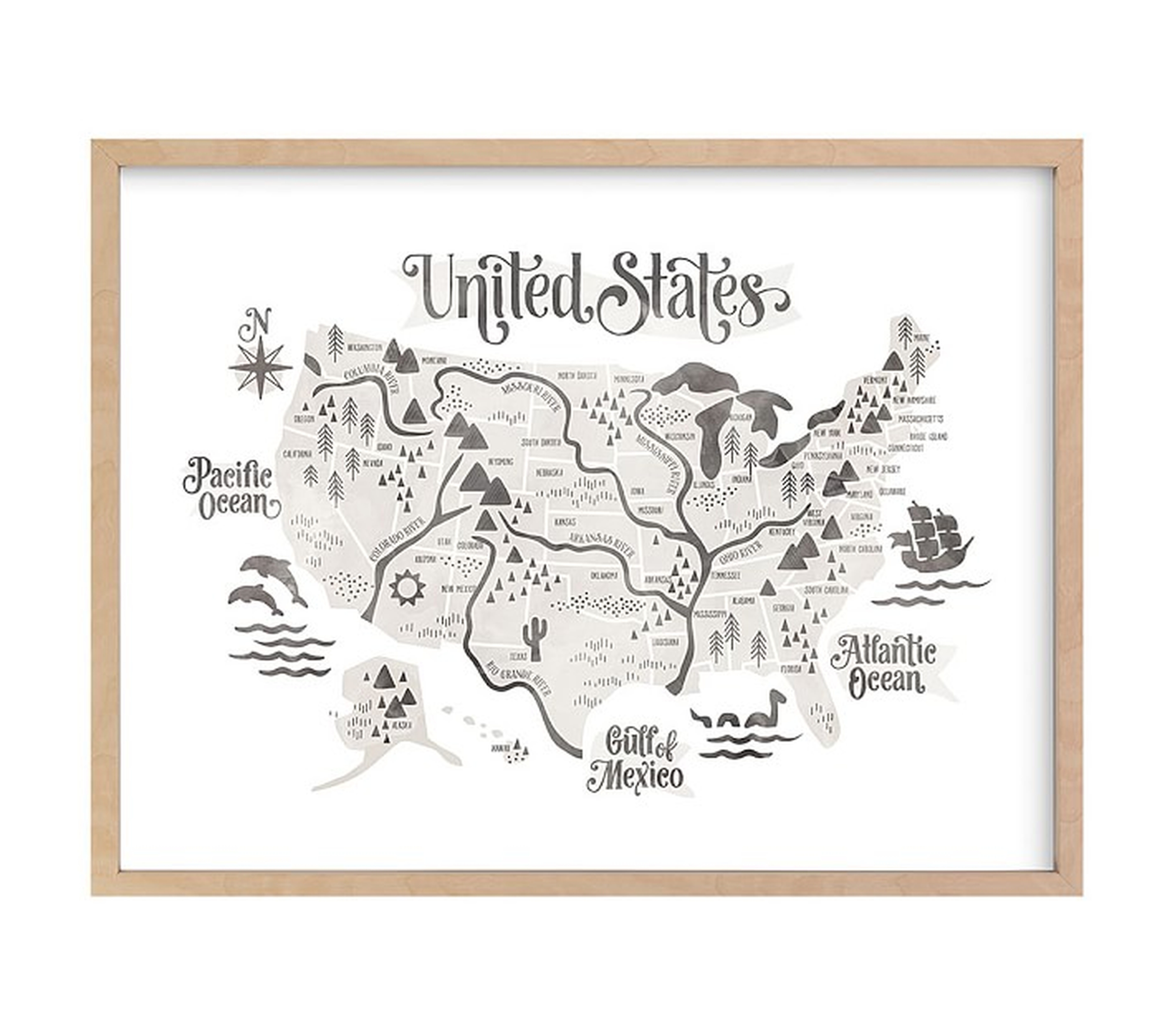 Pirate Map Wall Art by Minted(R), Natural, 24x18 - Pottery Barn Kids