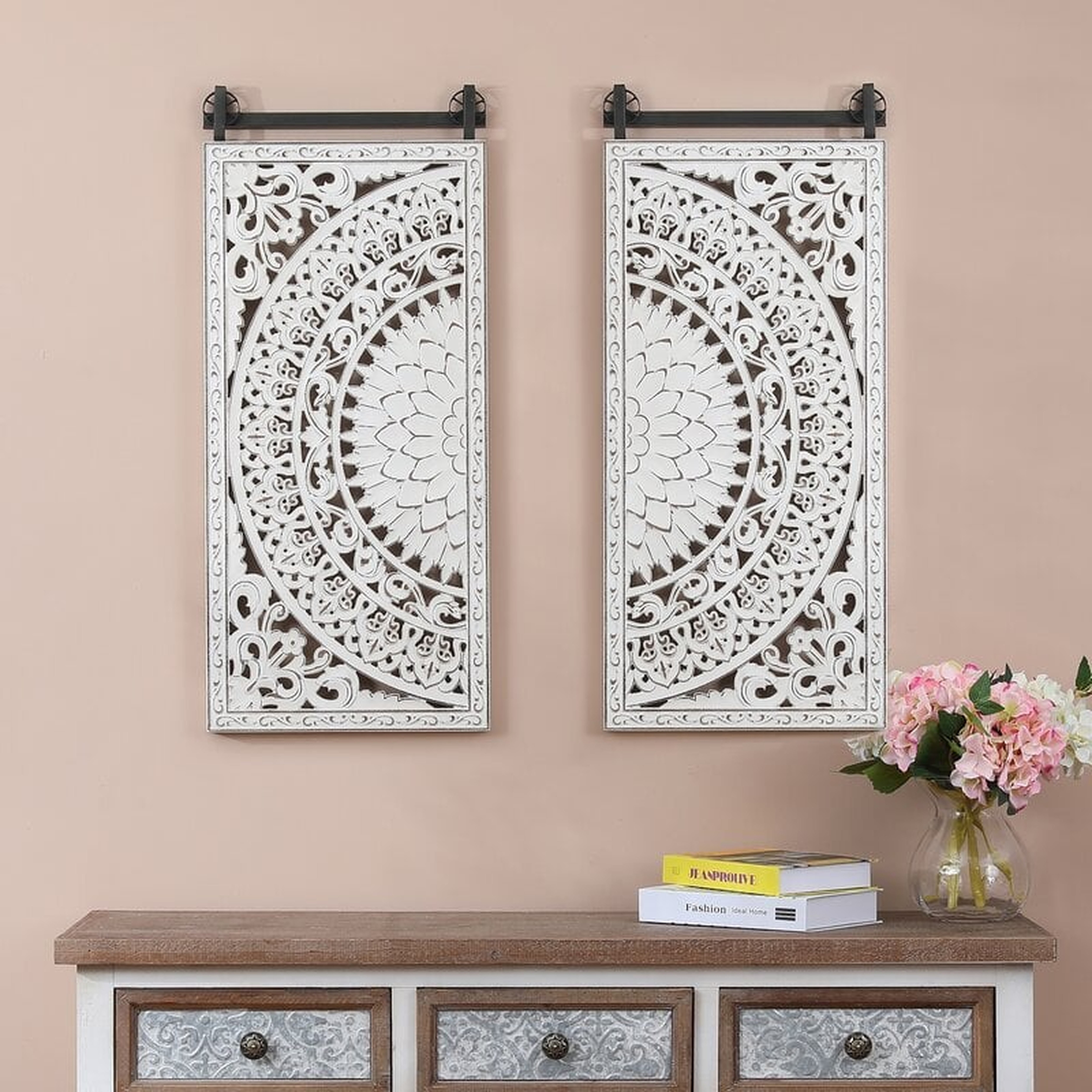 Decorative Carved Floral Wall Décor (Set of 2) - Wayfair