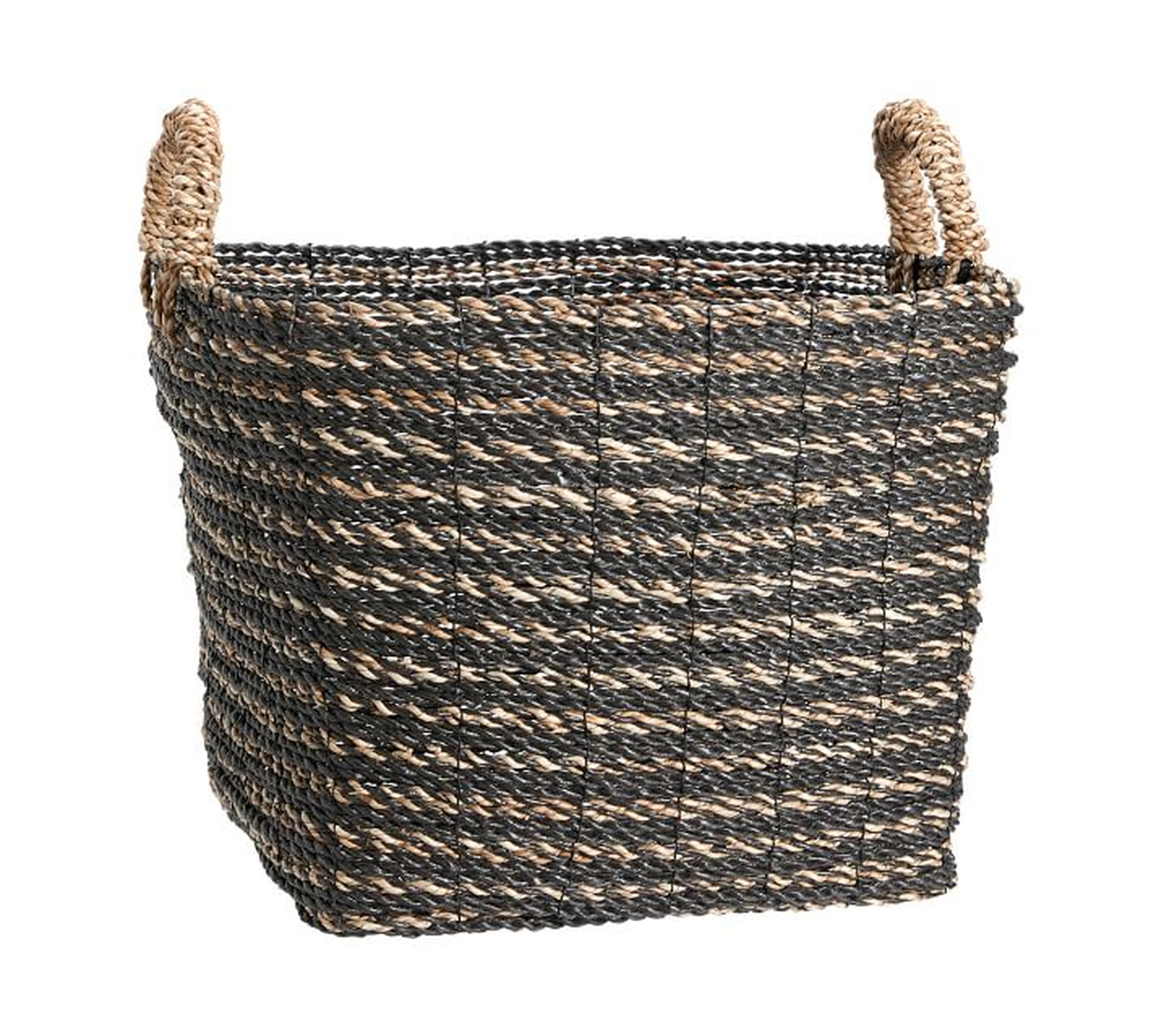 Asher Tote Basket Large, Charcoal/Natural - Pottery Barn