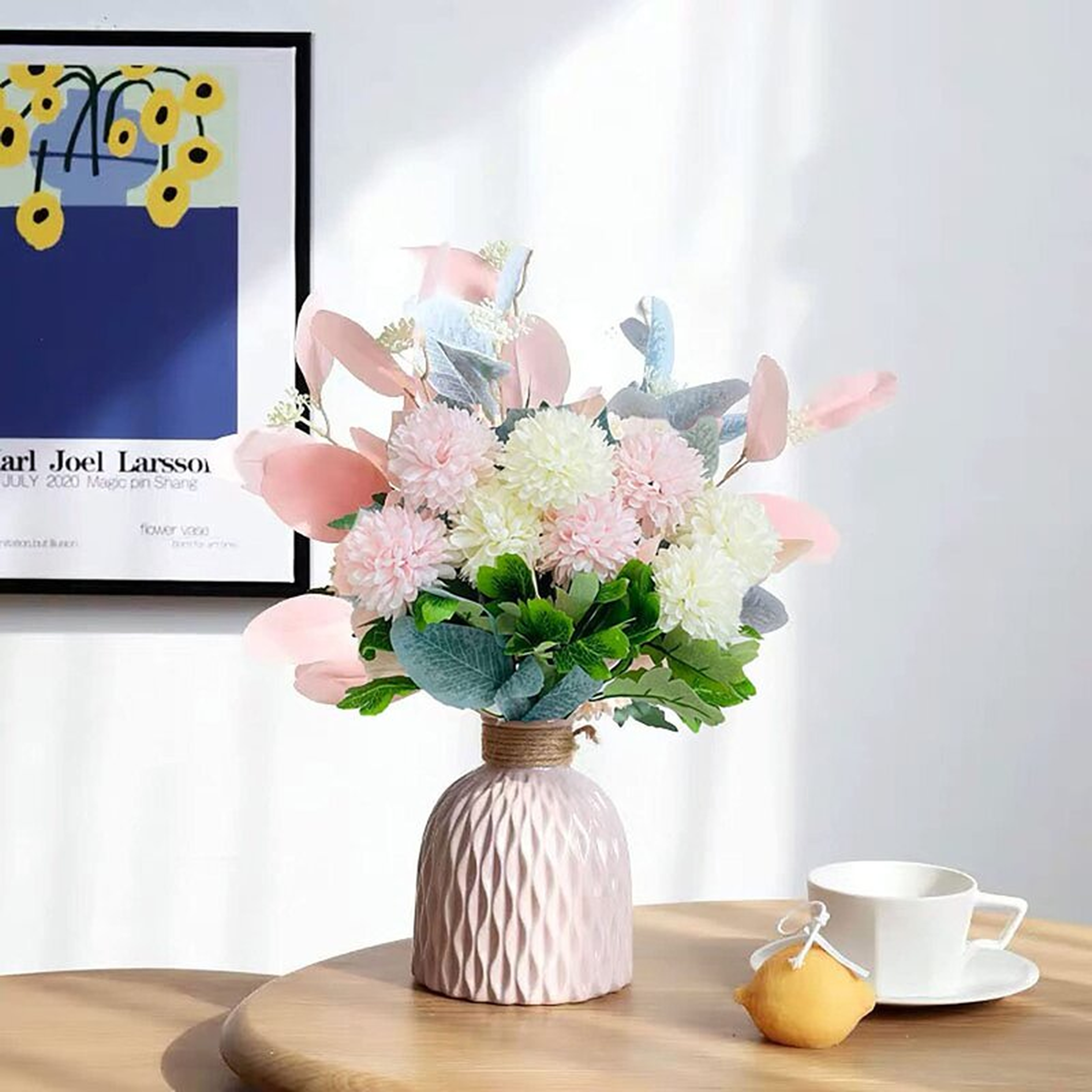 Artificial Flowers With Vase Faux Hydrangea Flower Arrangements For Home Garden Party Wedding Decoration - Wayfair