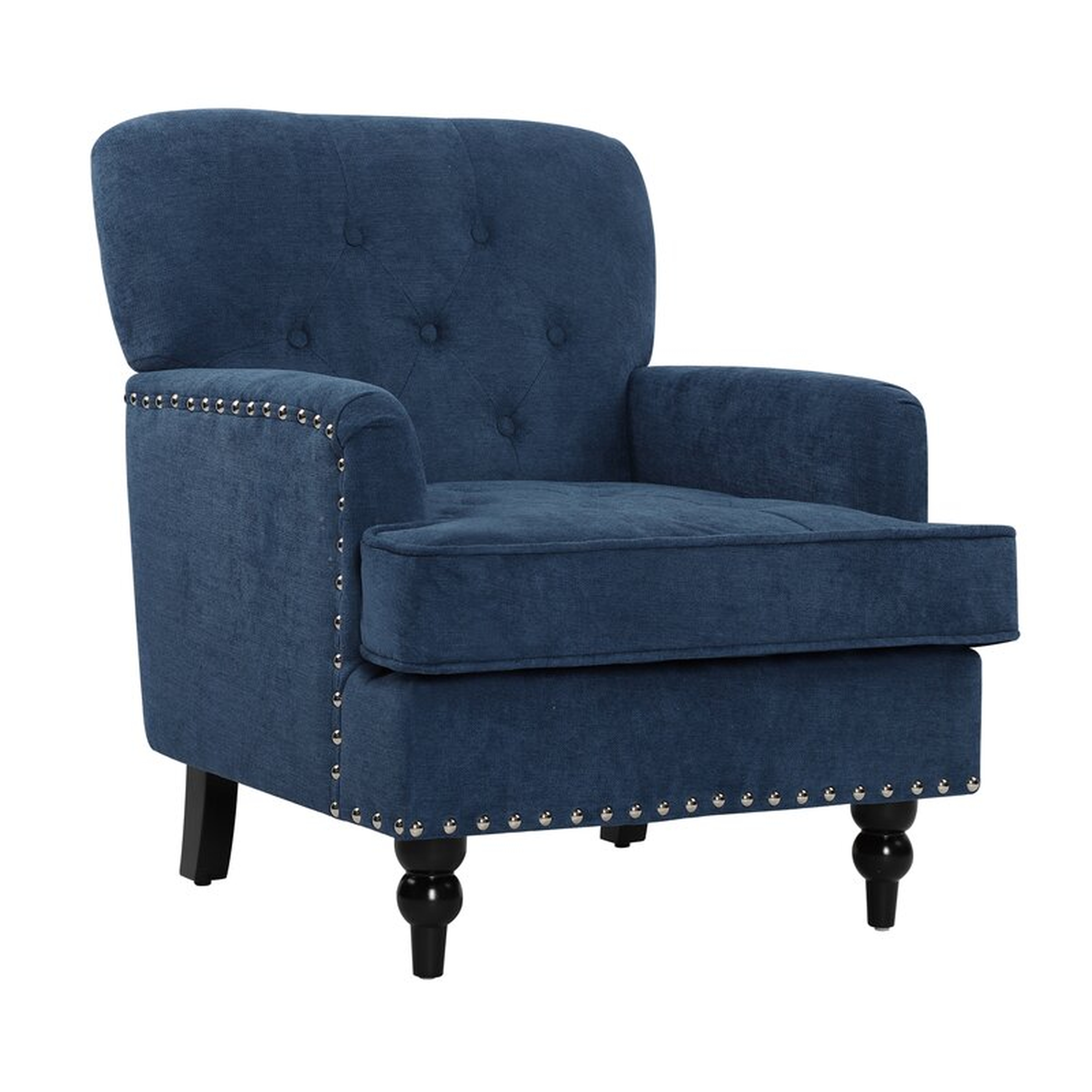 Button Tufted Fabric Armchair Accent Chair With Silver Nailhead Trim In Blue, Set Of 1 - Wayfair