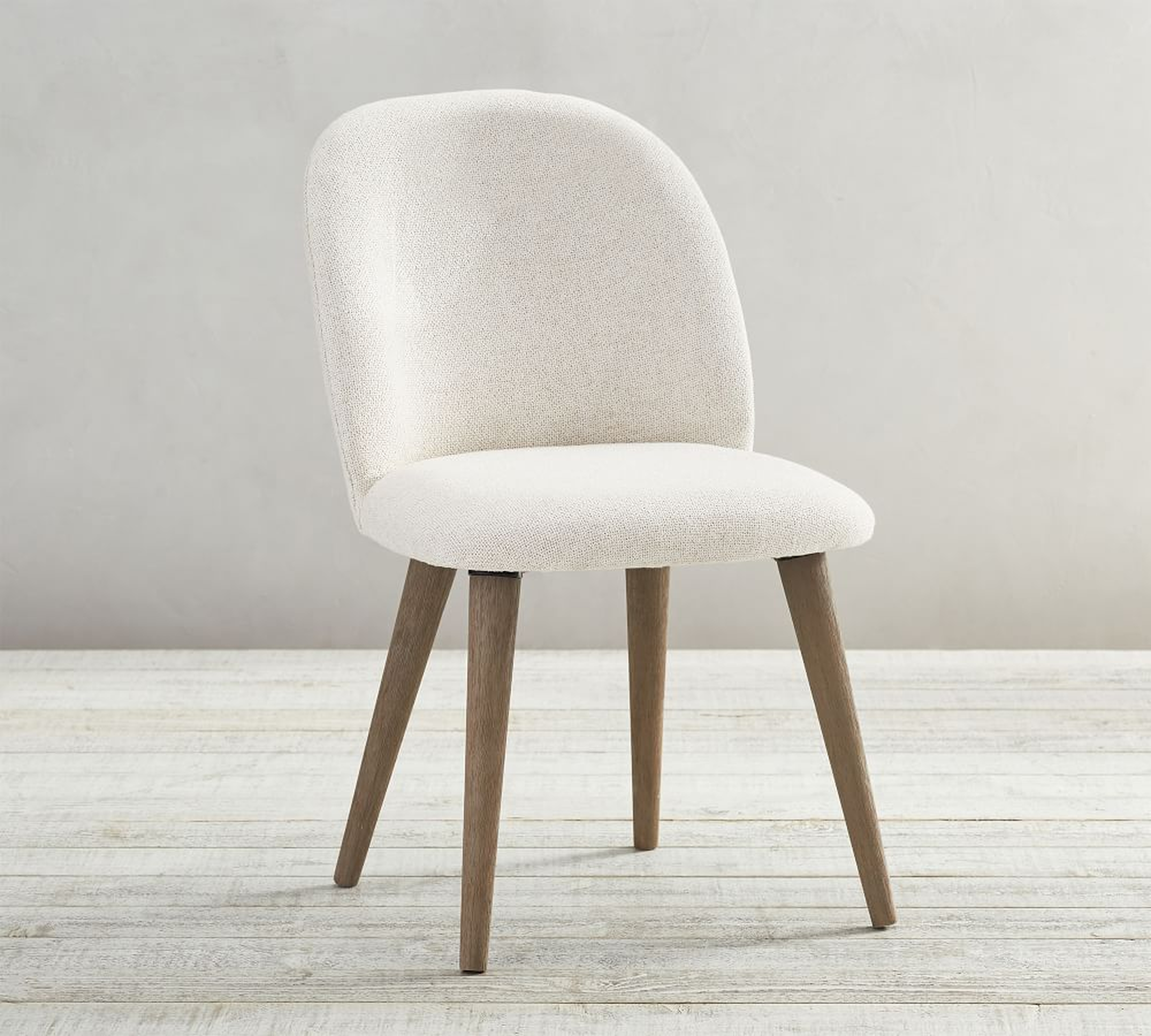 Brea Upholstered Dining Side Chair, Gray Wash Leg, Basketweave Slub Oatmeal - Pottery Barn