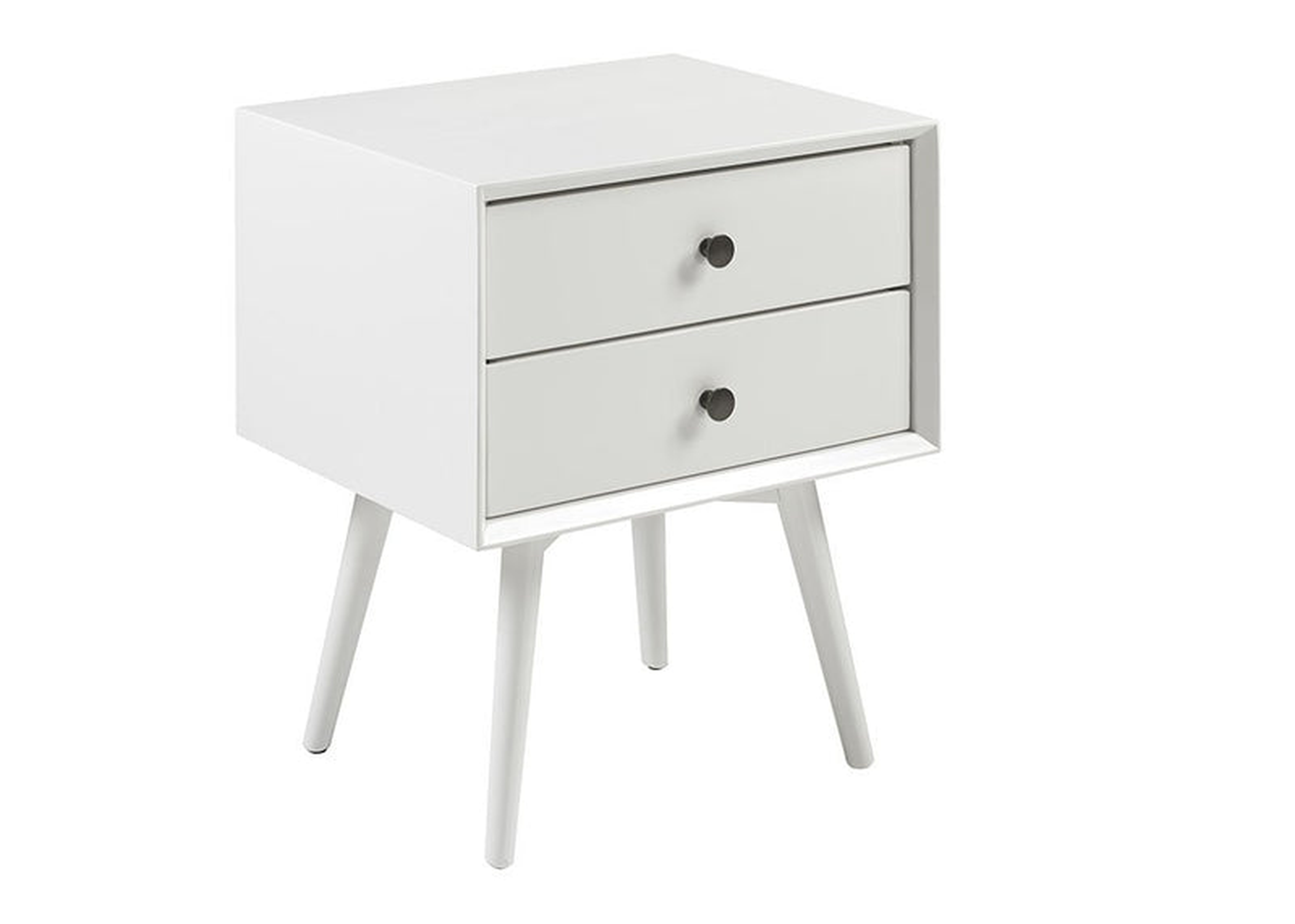 Mid Century Modern 2 Drawer Nightstand - White - Walker Edison