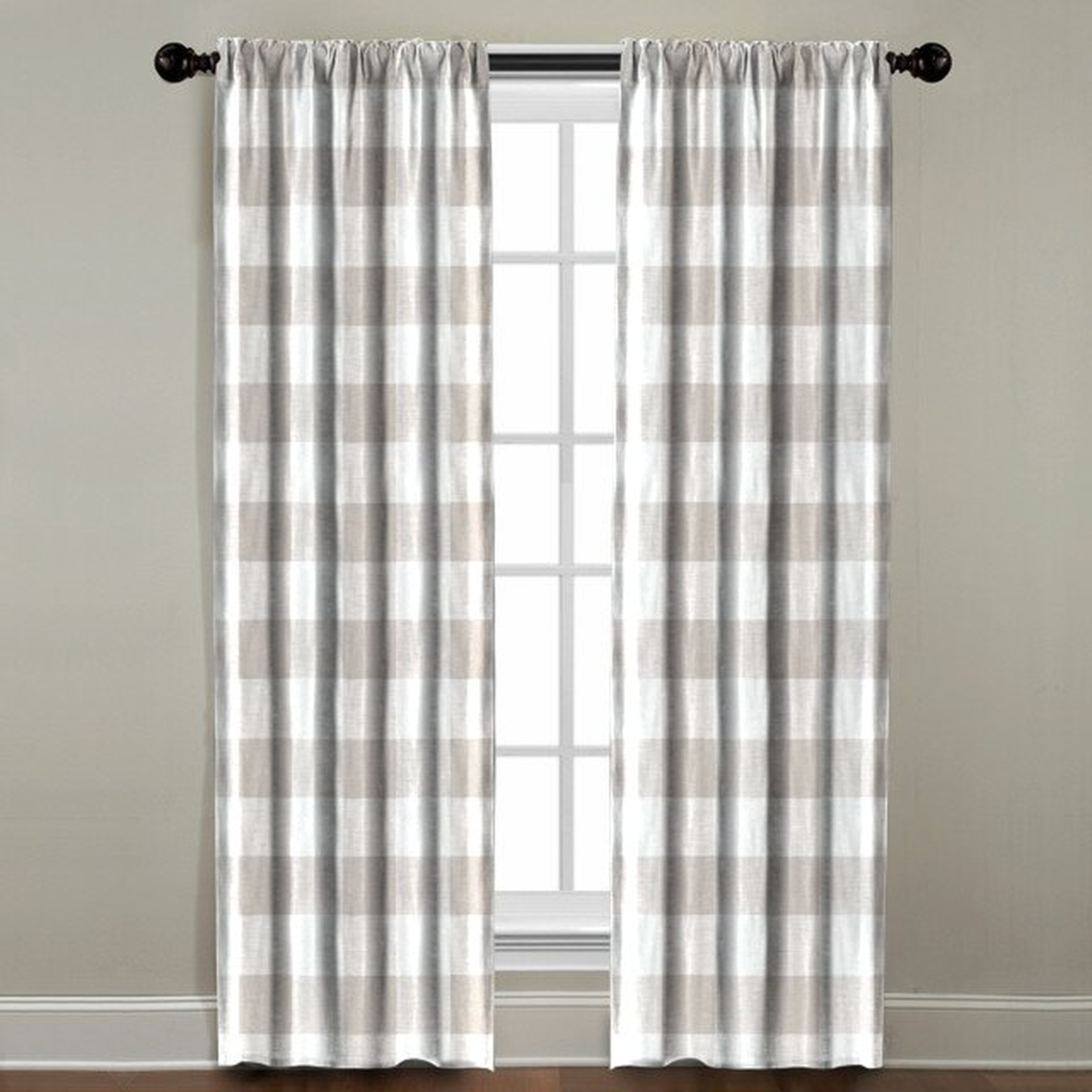 Burren Plaid and Check Room Darkening Single Curtain Panel - Light Beige - 84"L - Wayfair