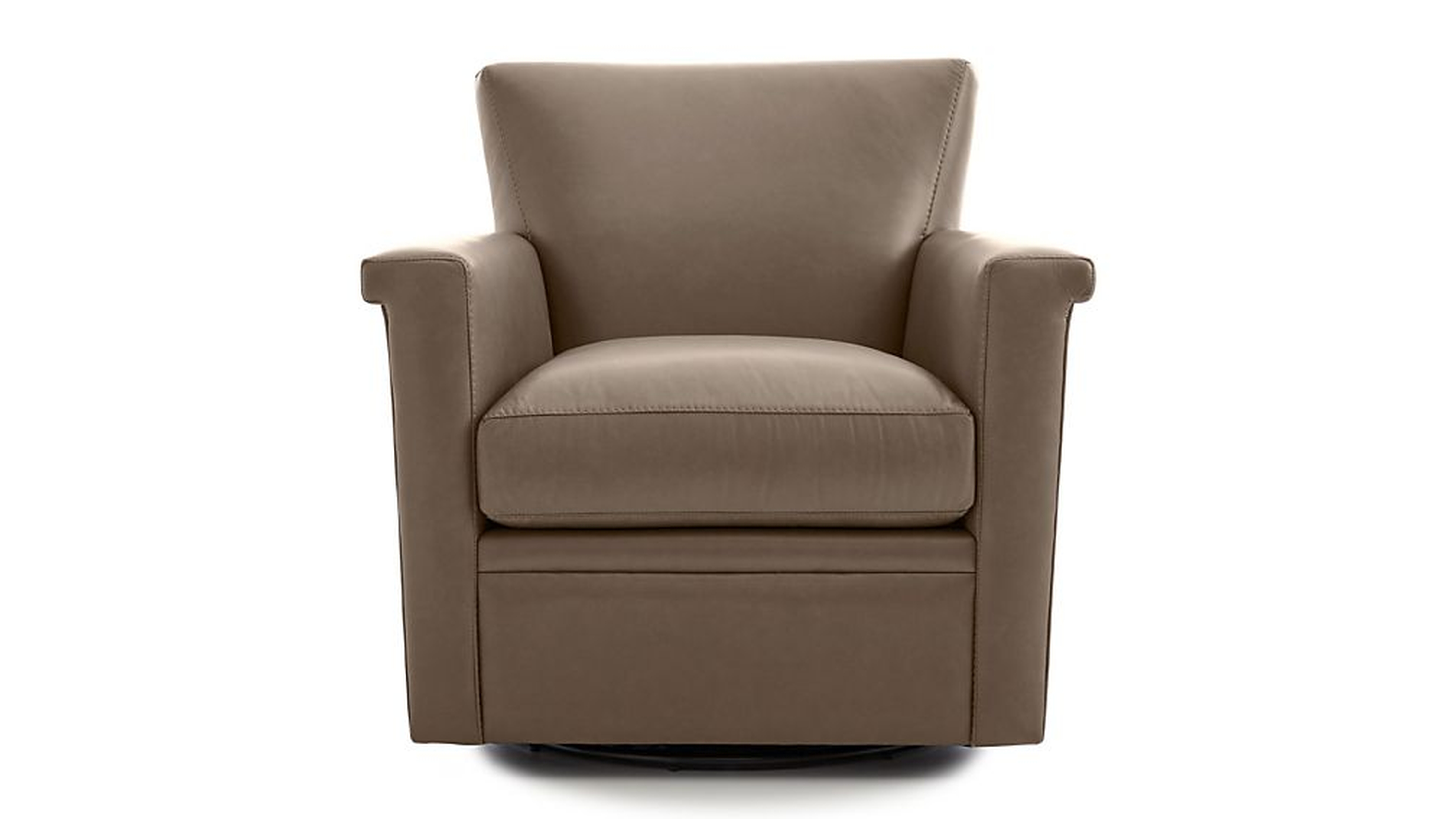 Declan Leather 360 Swivel Chair, Smoke - Crate and Barrel