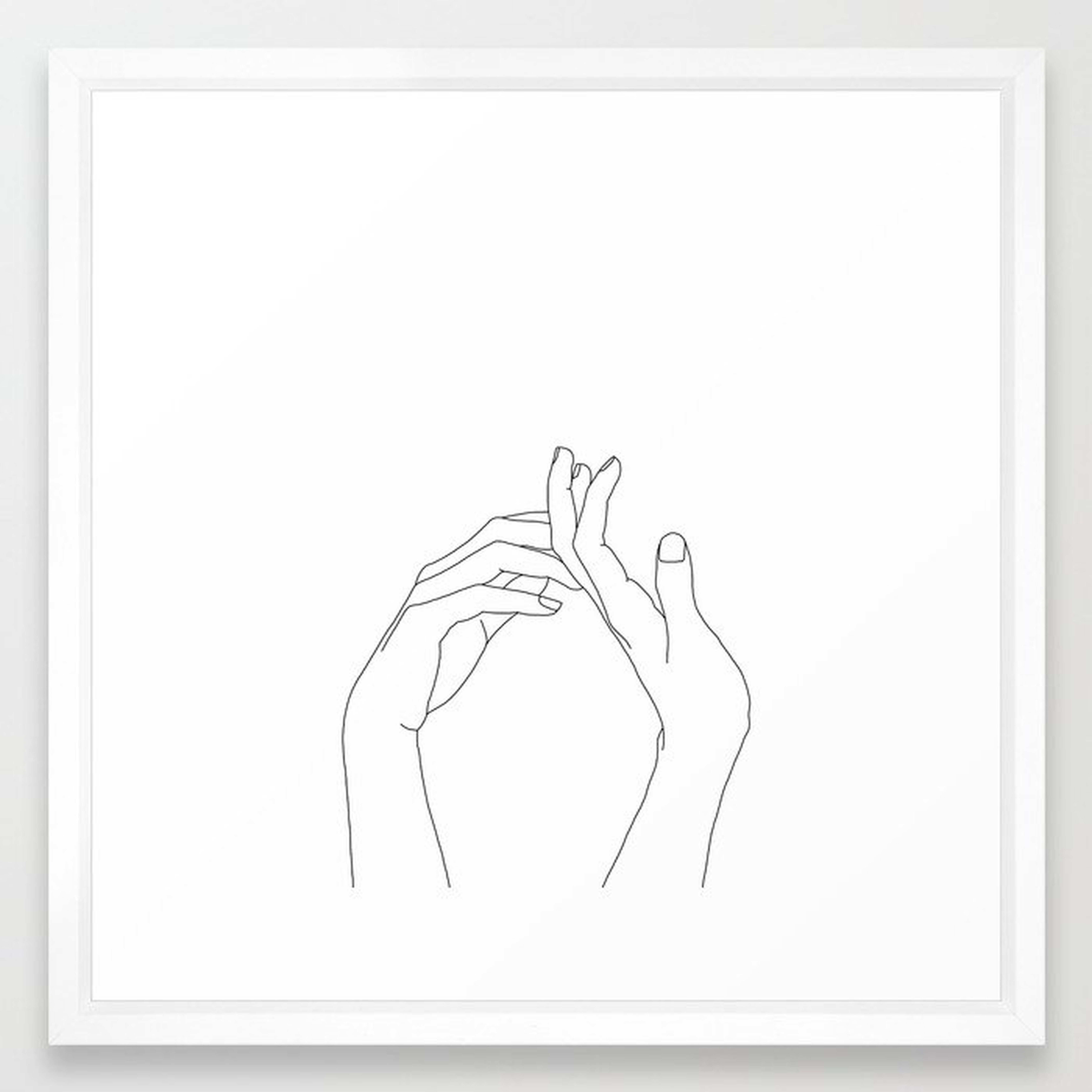 Hands line drawing illustration - Abi Framed Art Print - Society6