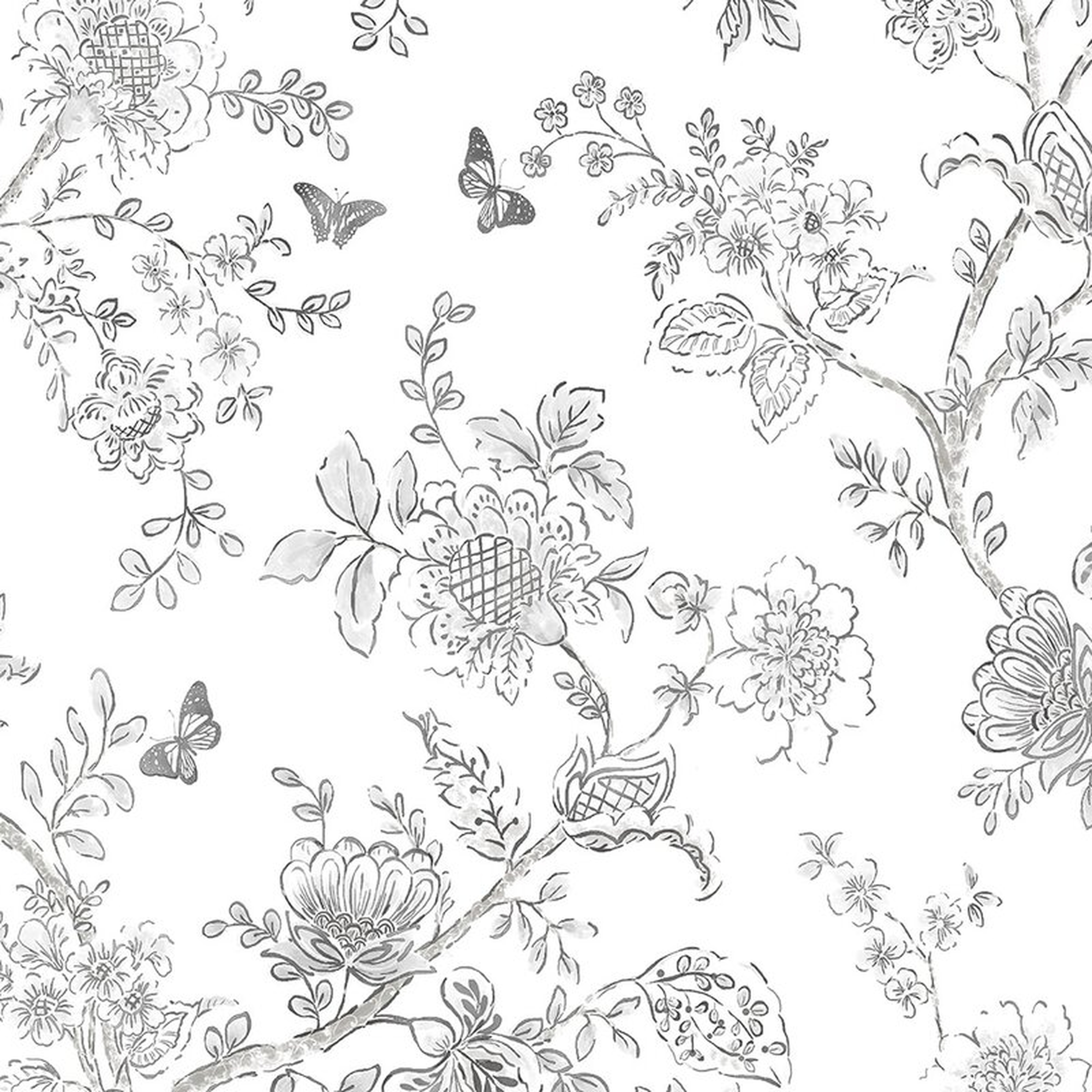 Atwood Butterfly Toile Smooth Wallpaper - Wayfair