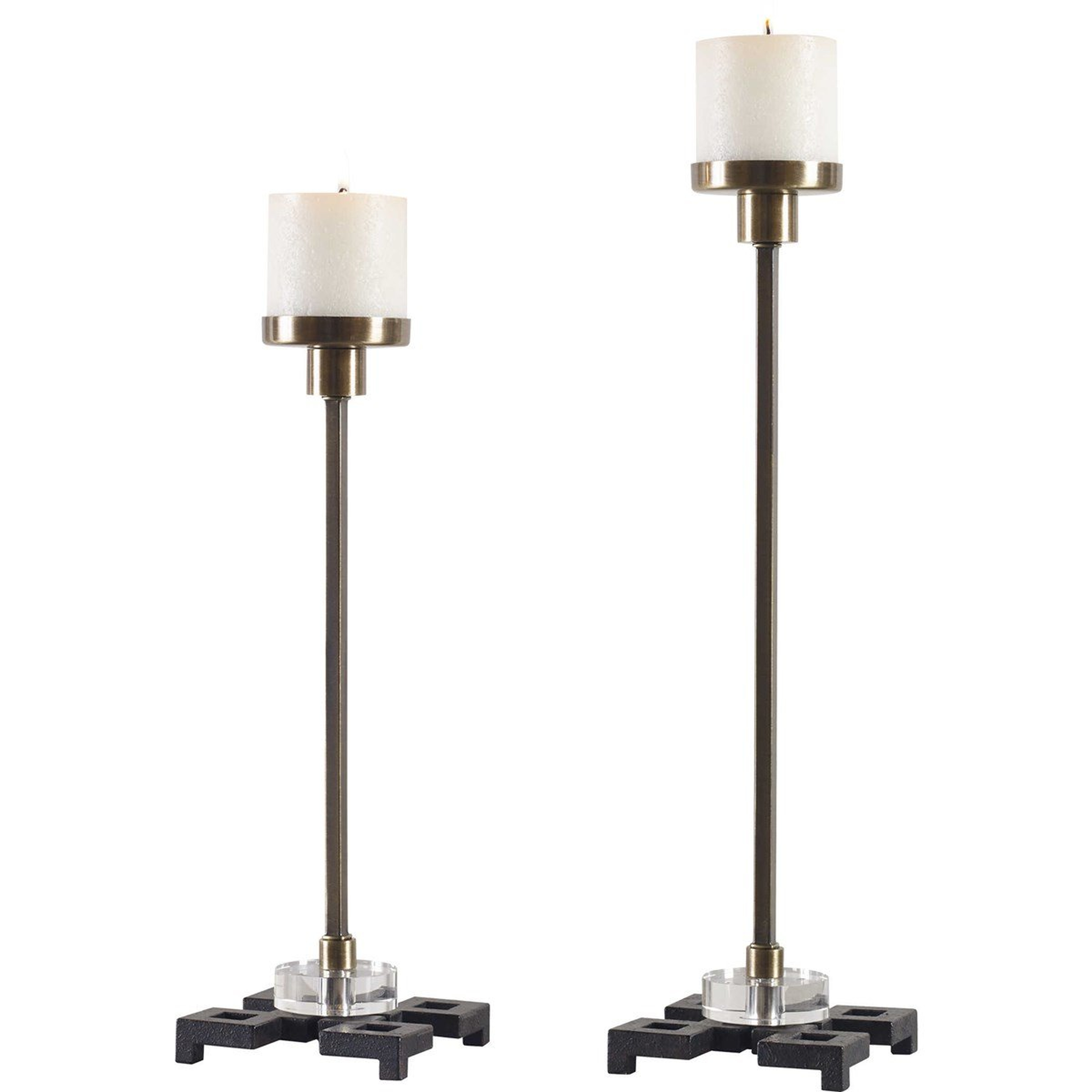 Montag Brass Candleholders, S/2 - Hudsonhill Foundry