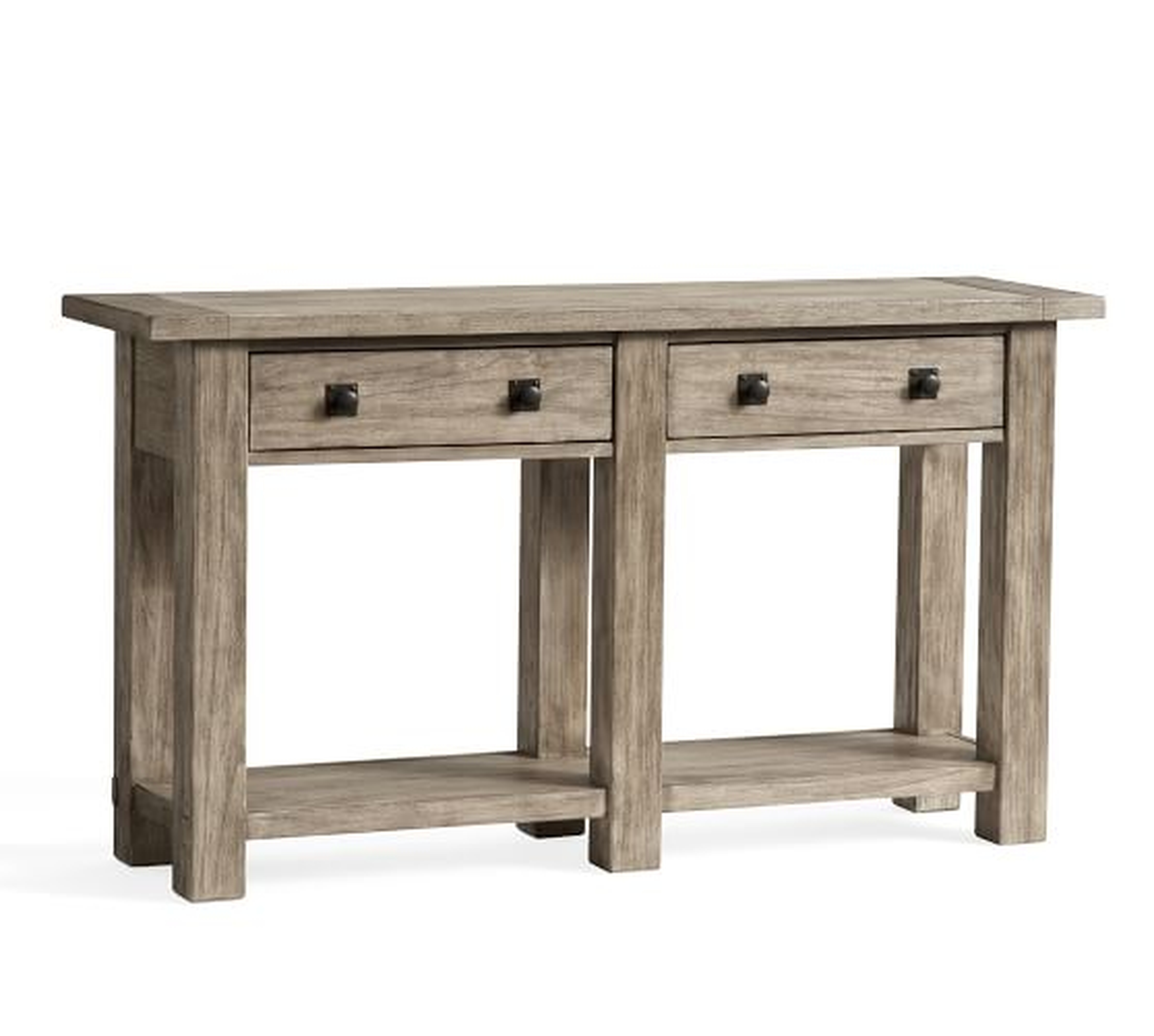 Benchwright 54" Wood Console Table with Drawers, Gray Wash - Pottery Barn