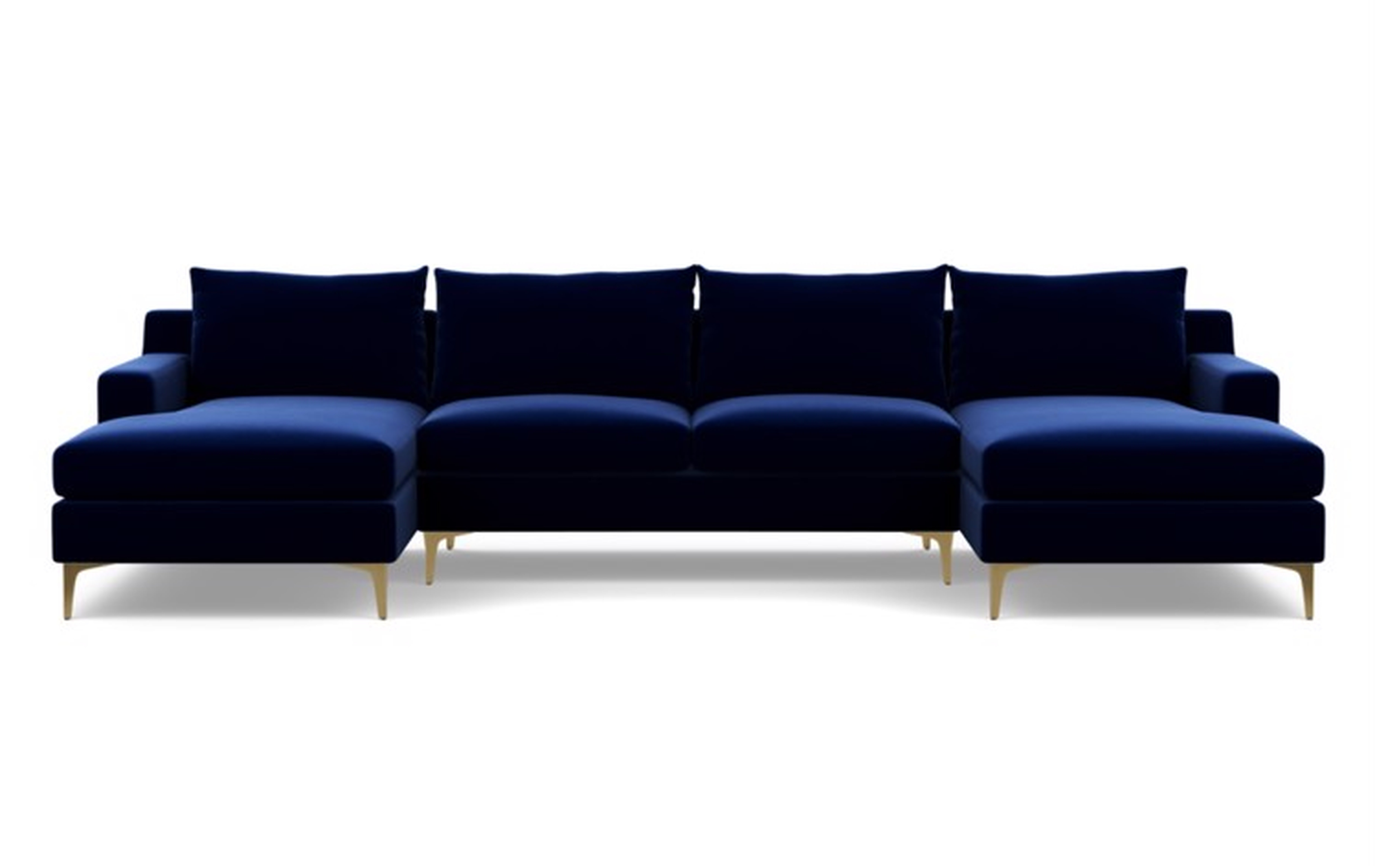 SLOAN U-Sectional Sofa - Oxford Blue Mod Velvet - Brass Plated Sloan L Leg - Interior Define
