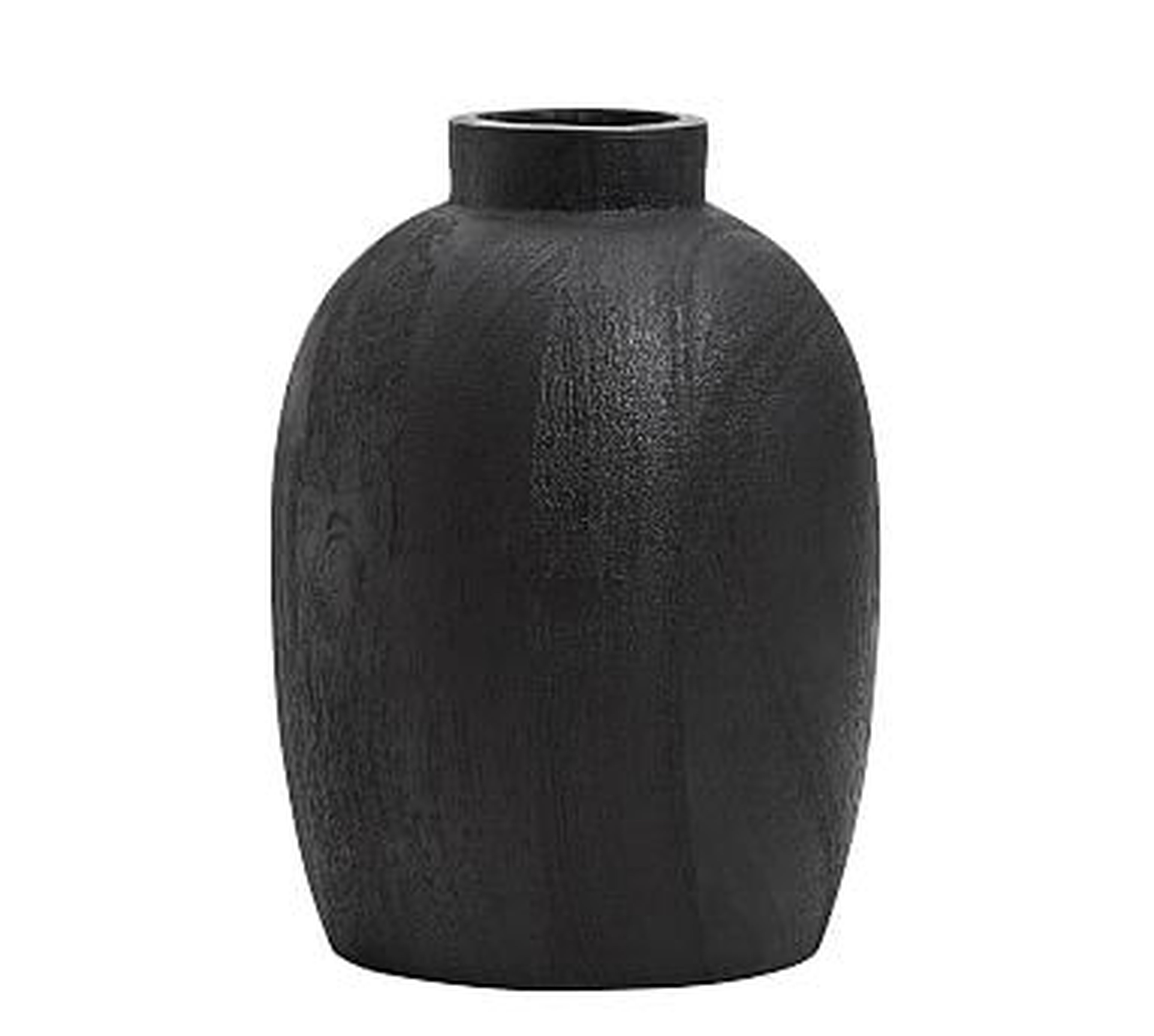 (DISCONTINUED) Burned Wooden Vase, Black, Small - Pottery Barn