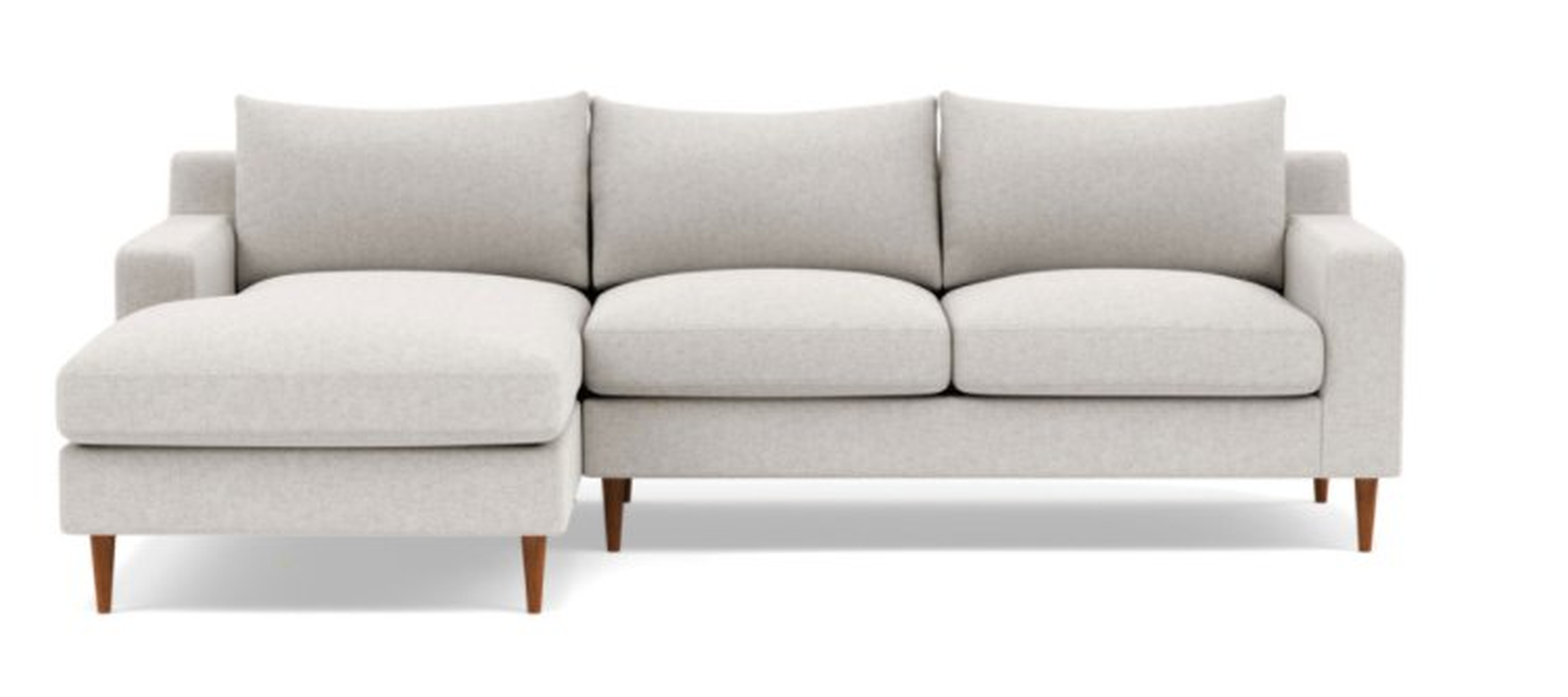 SLOAN Sectional Sofa with Left Chaise, Oiled Walnut Tapered Round Wood, 96” - Interior Define