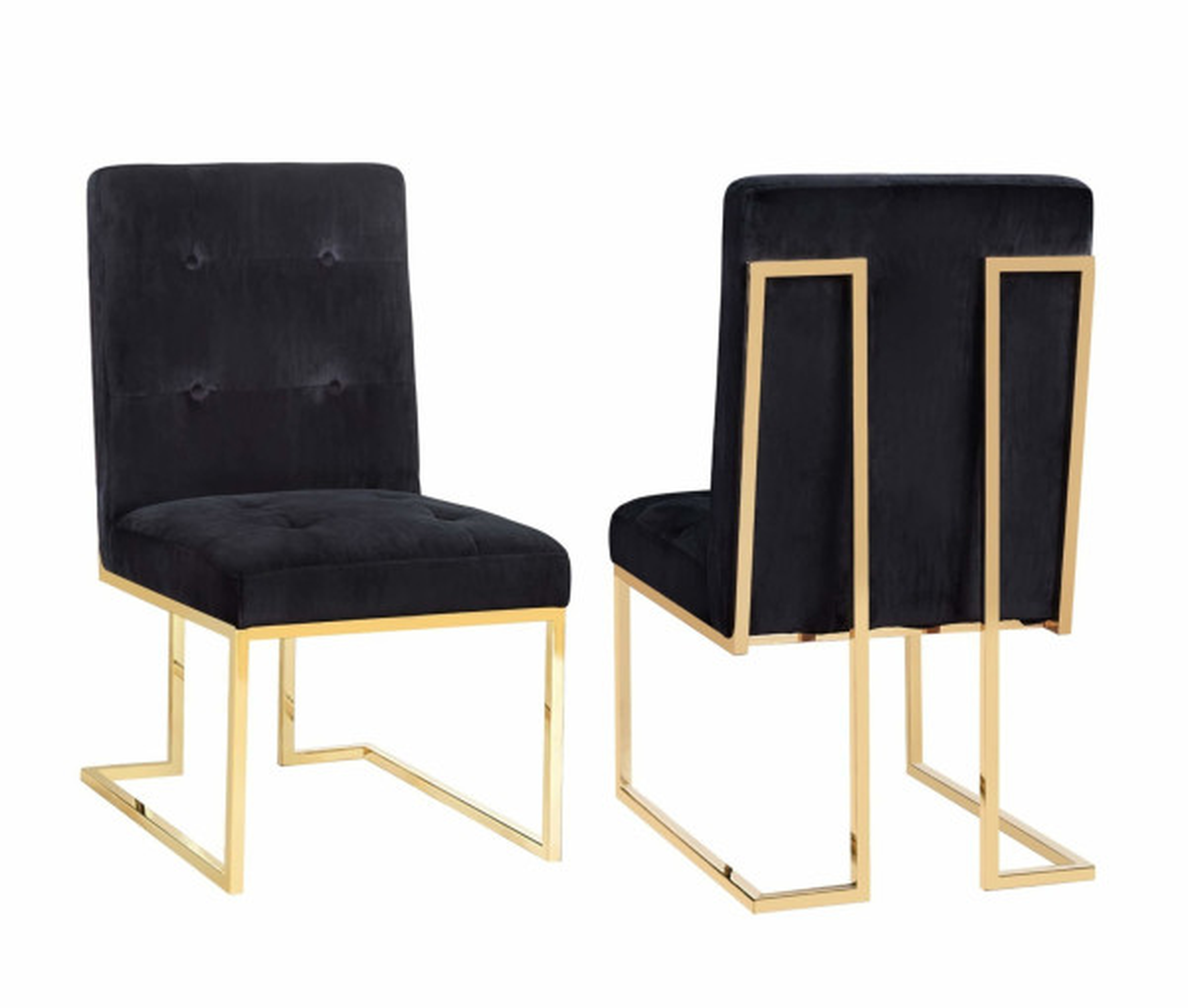 Evelyn Black  Velvet Chair (Set of 2) - Maren Home
