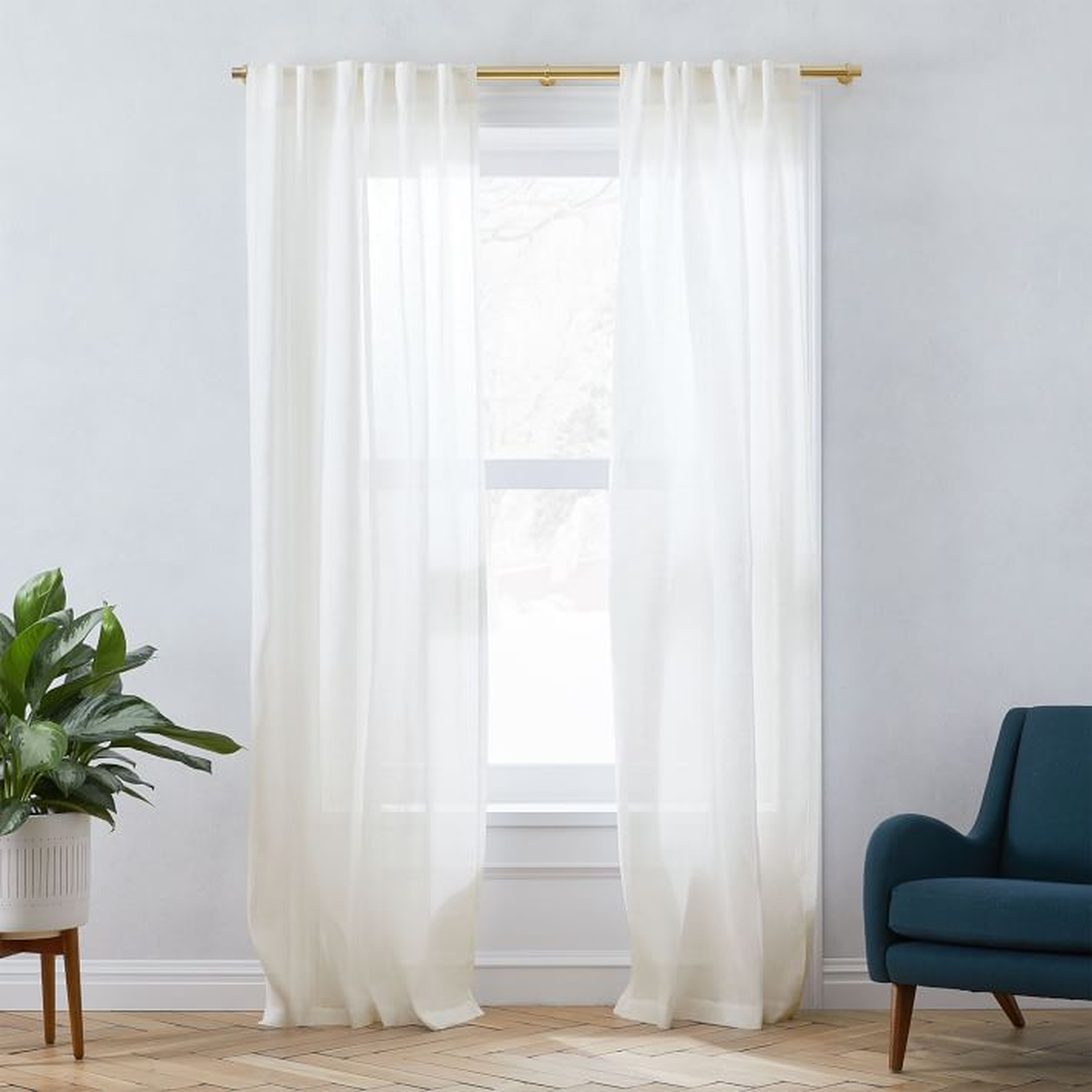 Sheer Belgian Flax Linen Curtain - West Elm