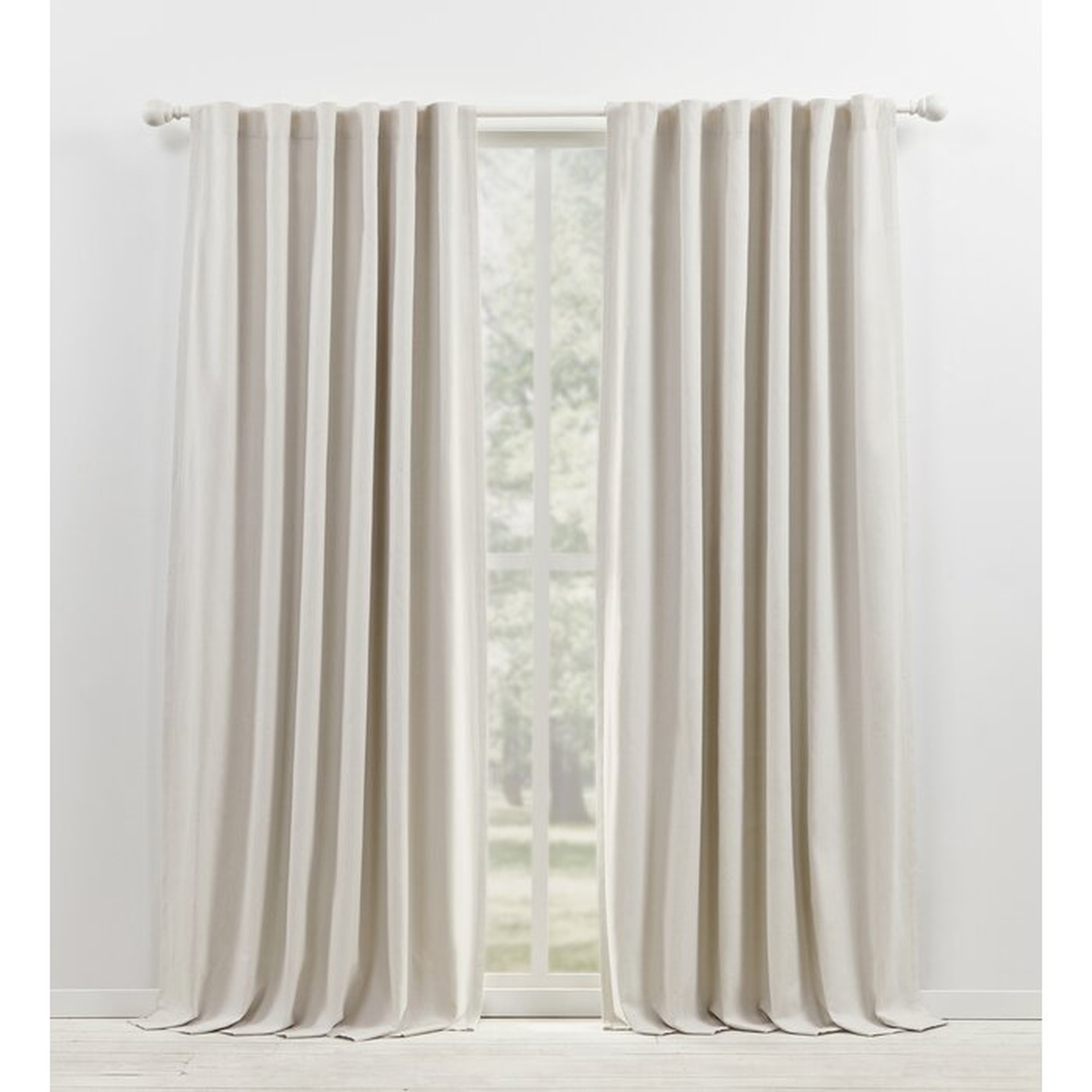 Sallie Blackout Cotton-Linen Blend Curtain Panel Off-white - Wayfair