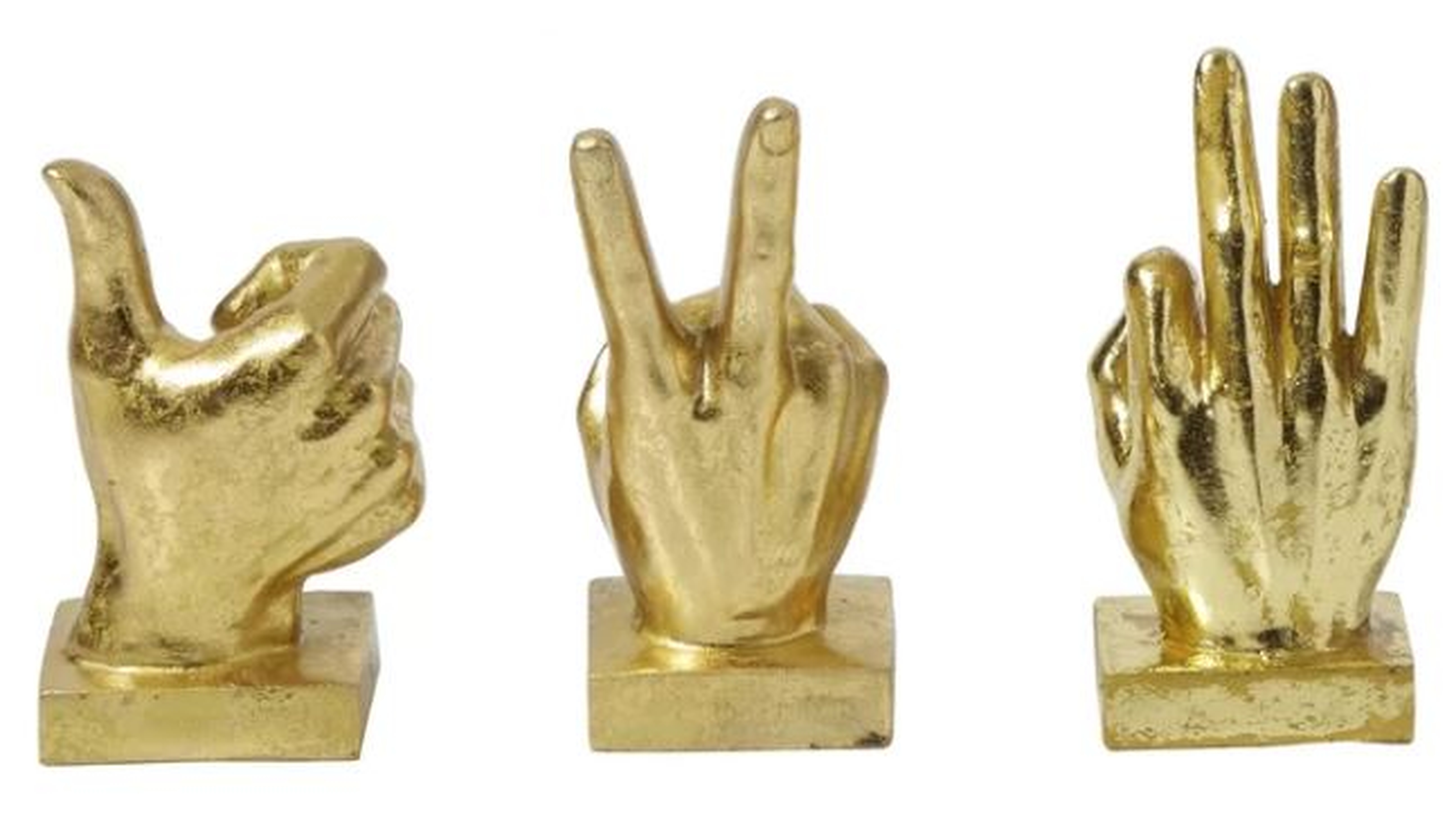 3 Piece Polystone Hand Sign Sculpture Set - AllModern