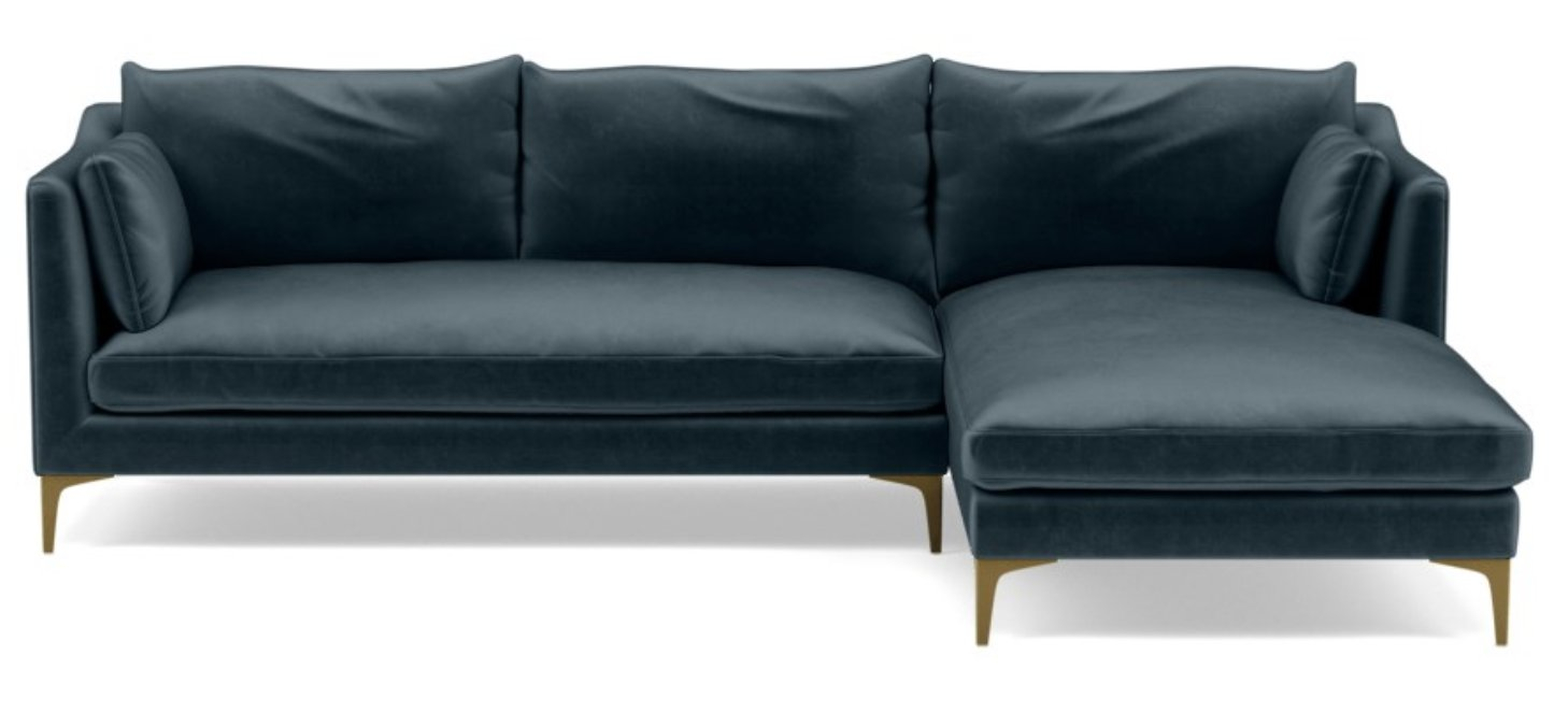 CAITLIN BY THE EVERYGIRL Sectional Sofa with Right Chaise - Sapphire Mod Velvet - Interior Define