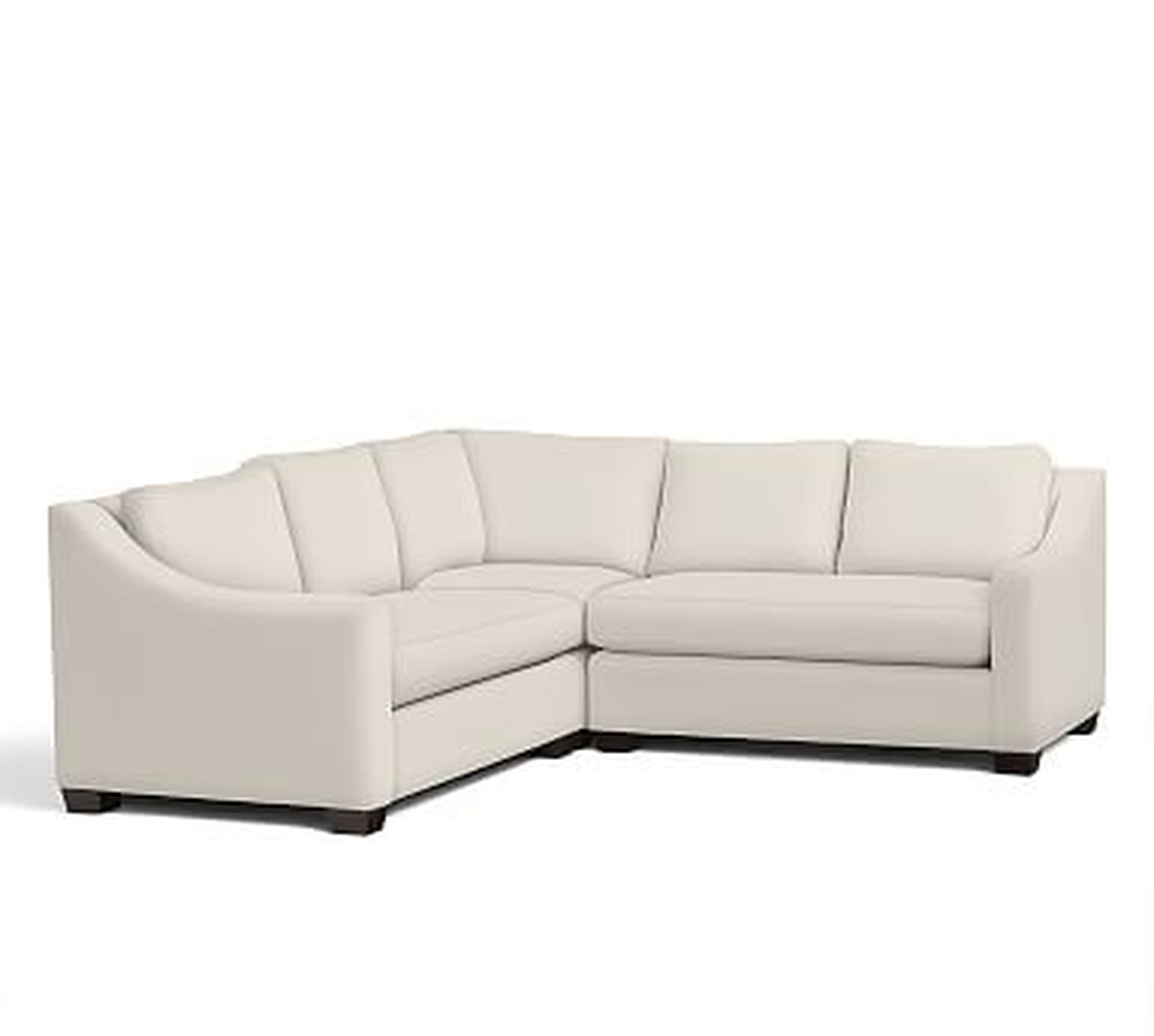 York Slope Arm Upholstered 3-Piece L-Shaped Corner Sectional, Down Blend Wrapped Cushions, Twill Cream - Pottery Barn