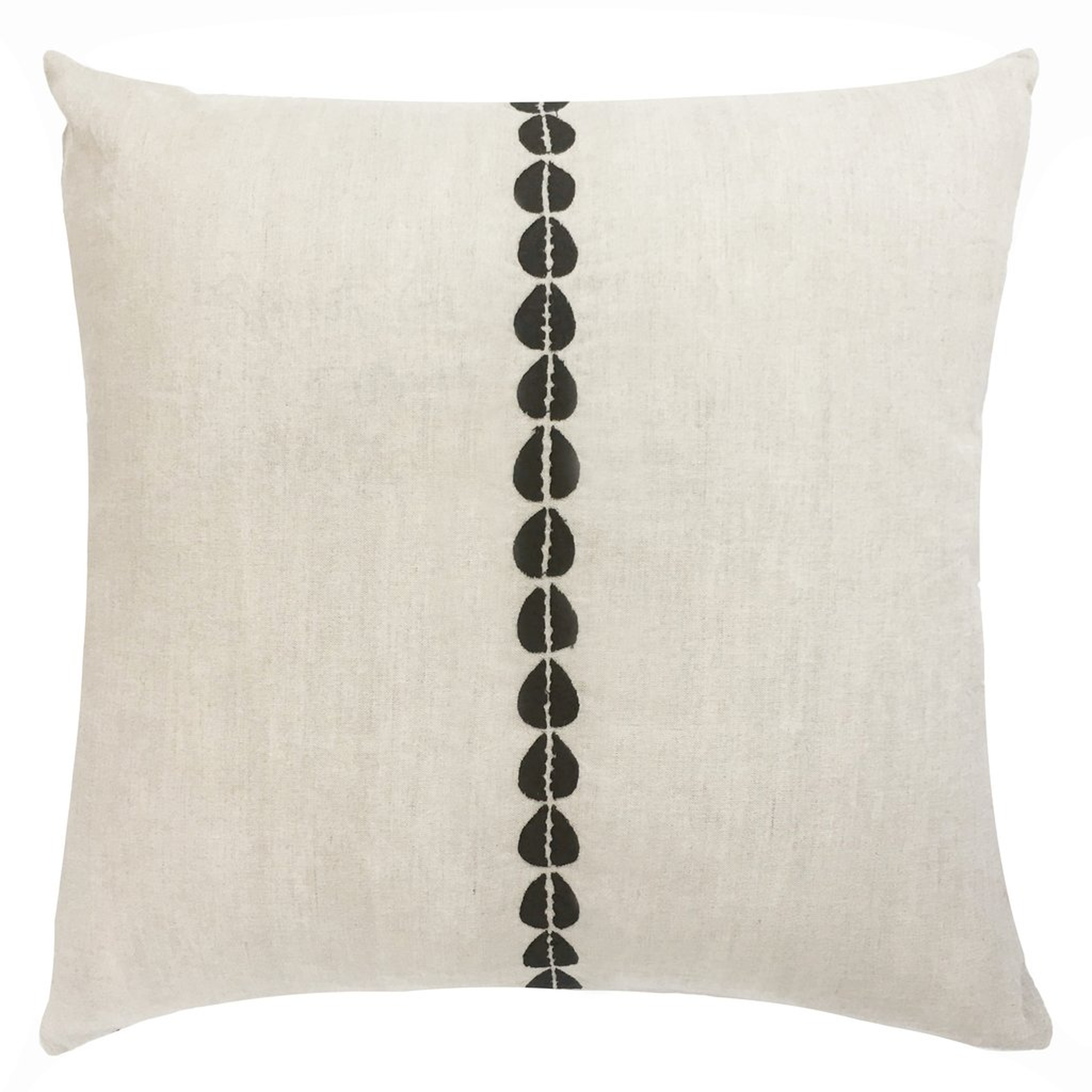 COWRIE EMBROIDERED PILLOW IN NATURAL AND BLACK - PillowPia