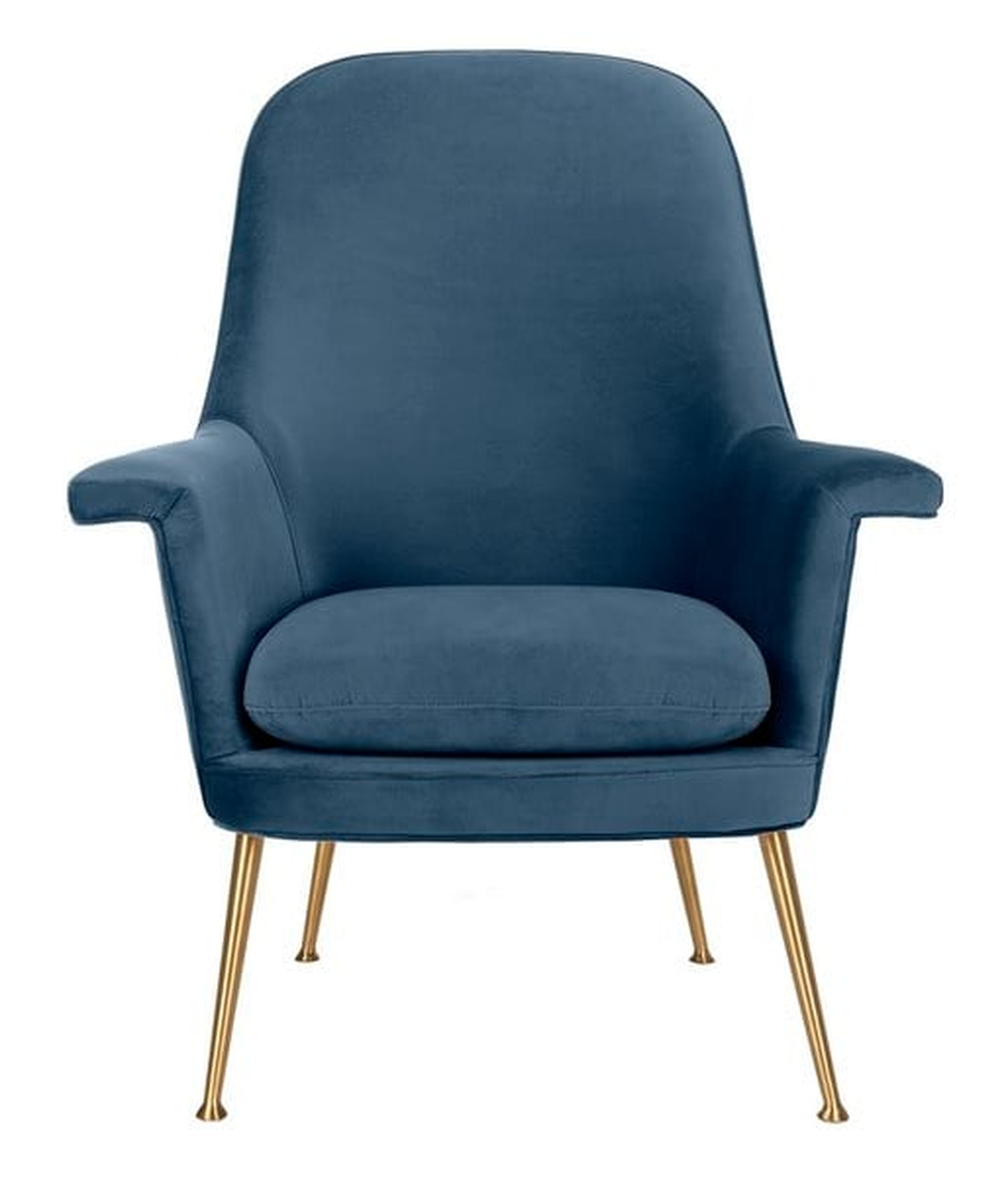 Aimee Velvet Arm Chair, Blue - Arlo Home