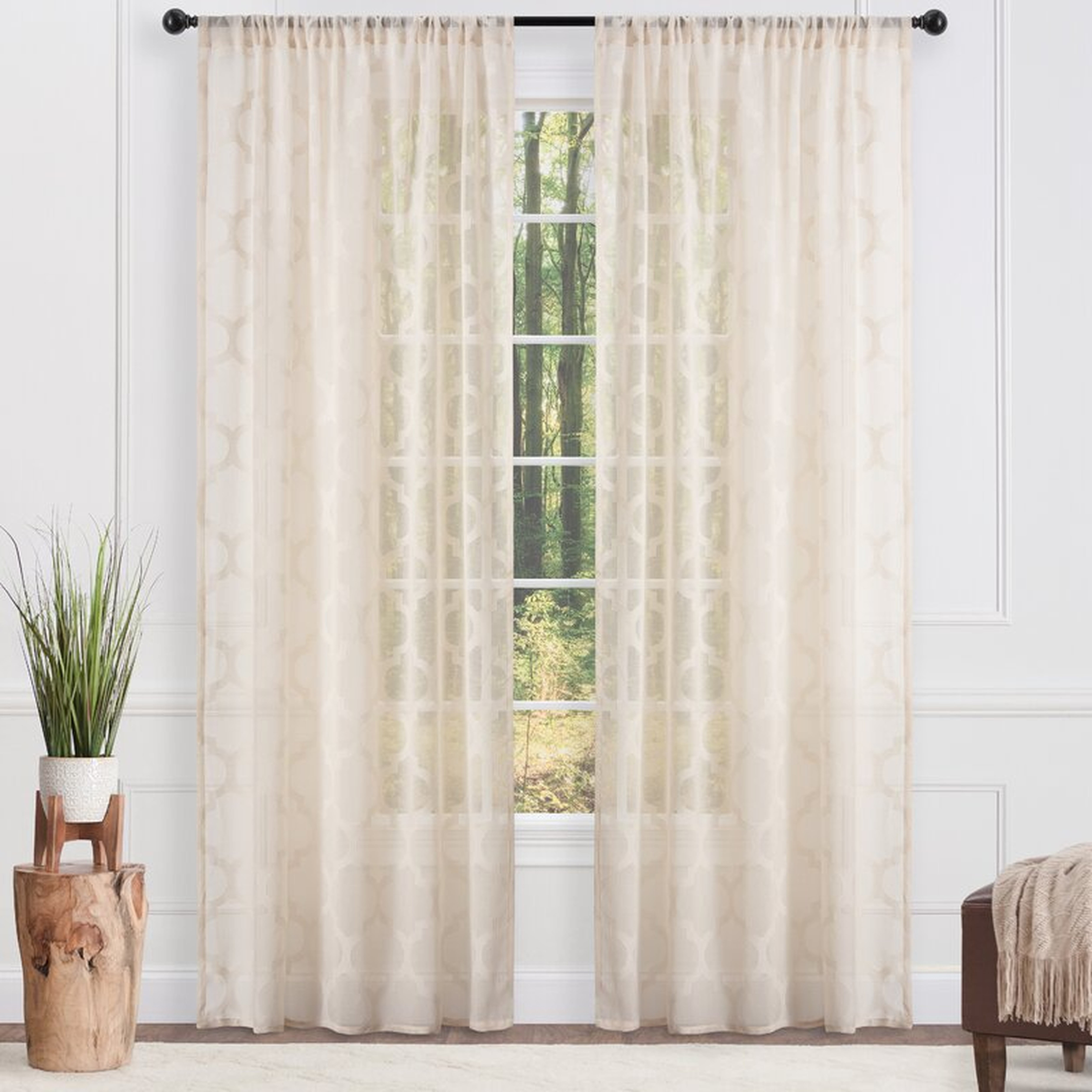 Quatrefoil Textured Voile Sheer Curtain Panel Set - Wayfair