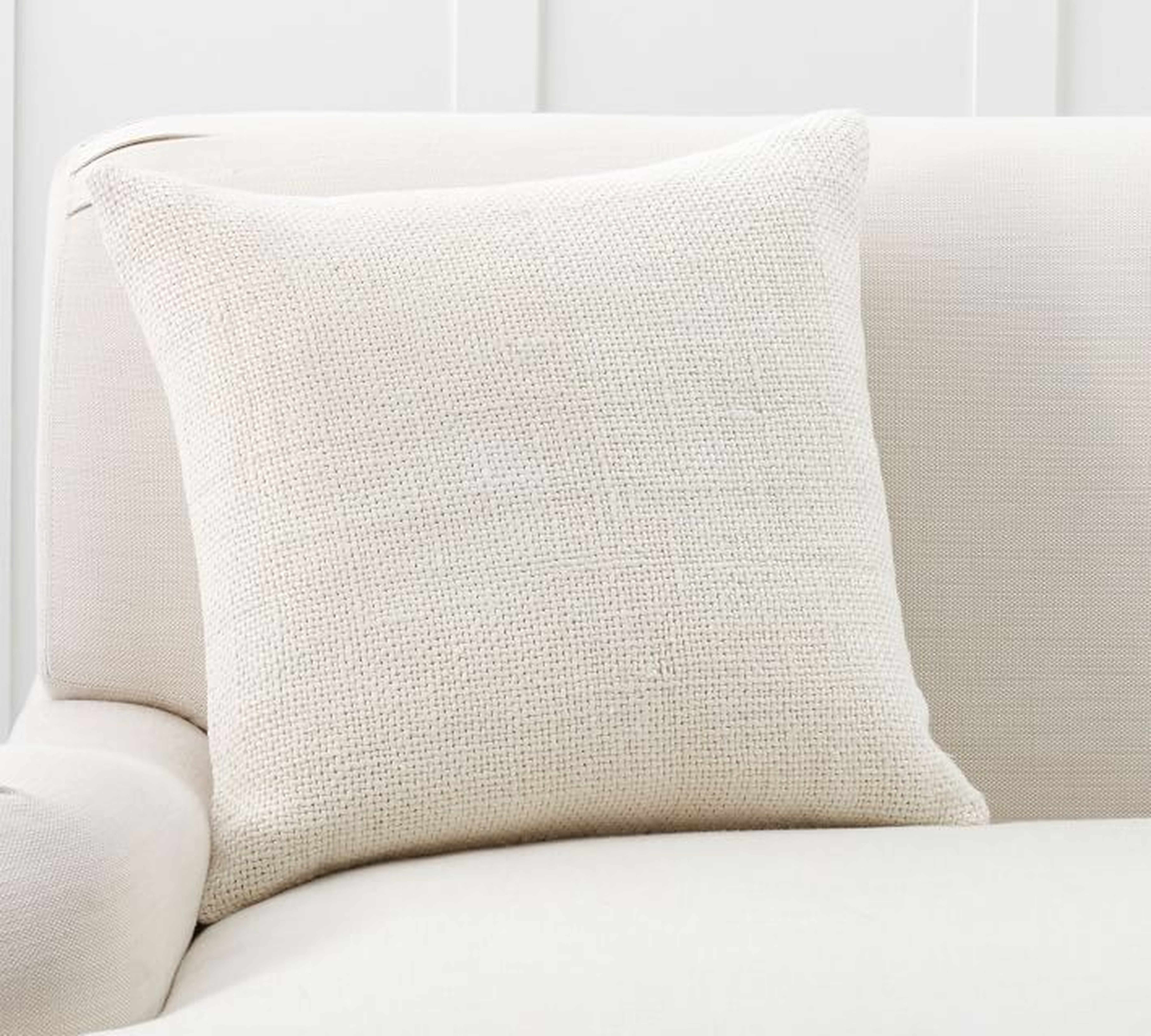 Faye Textured Linen Pillow Cover, 20", Ivory - Pottery Barn