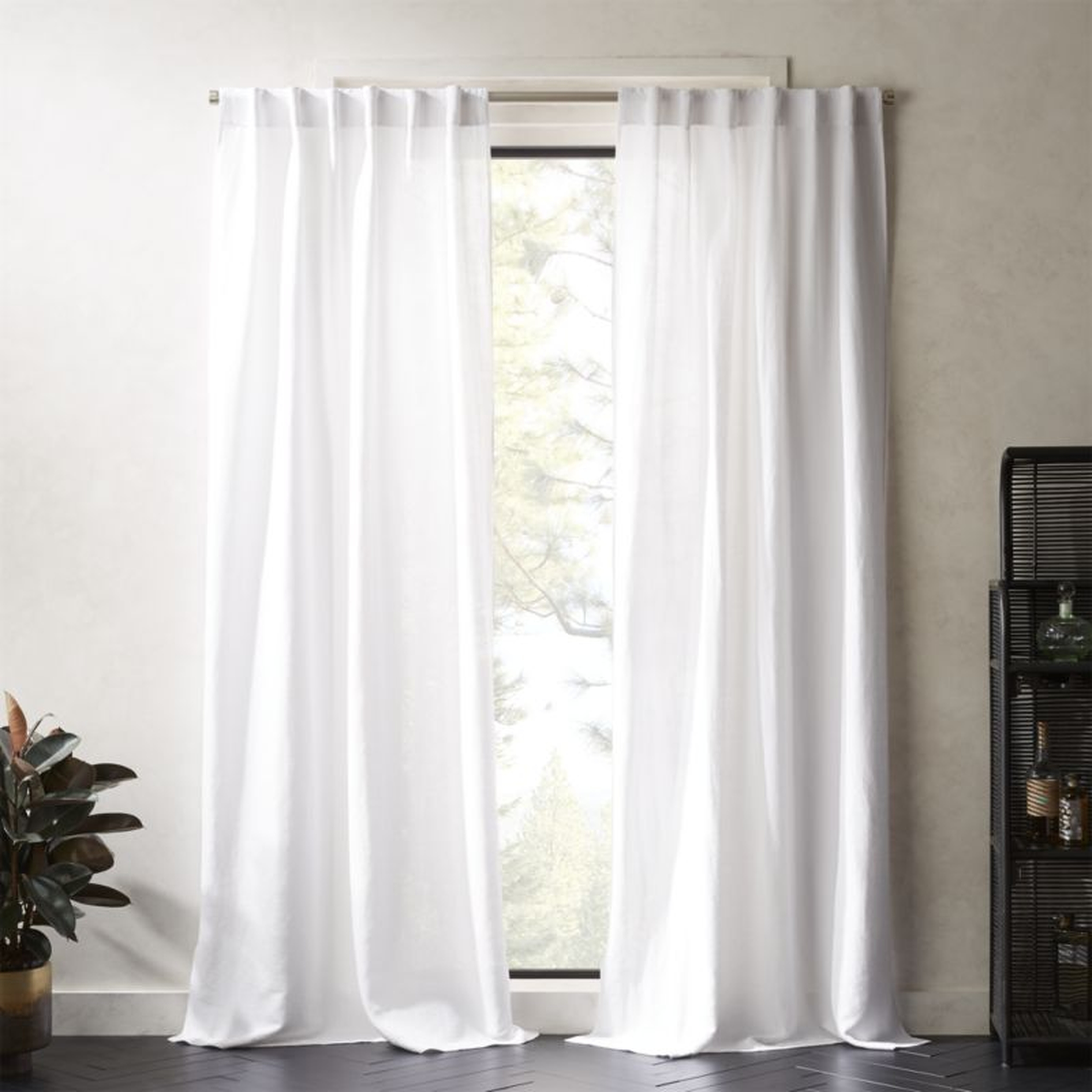 Weekendr White Chambray Curtain Panel 48"x84" - CB2