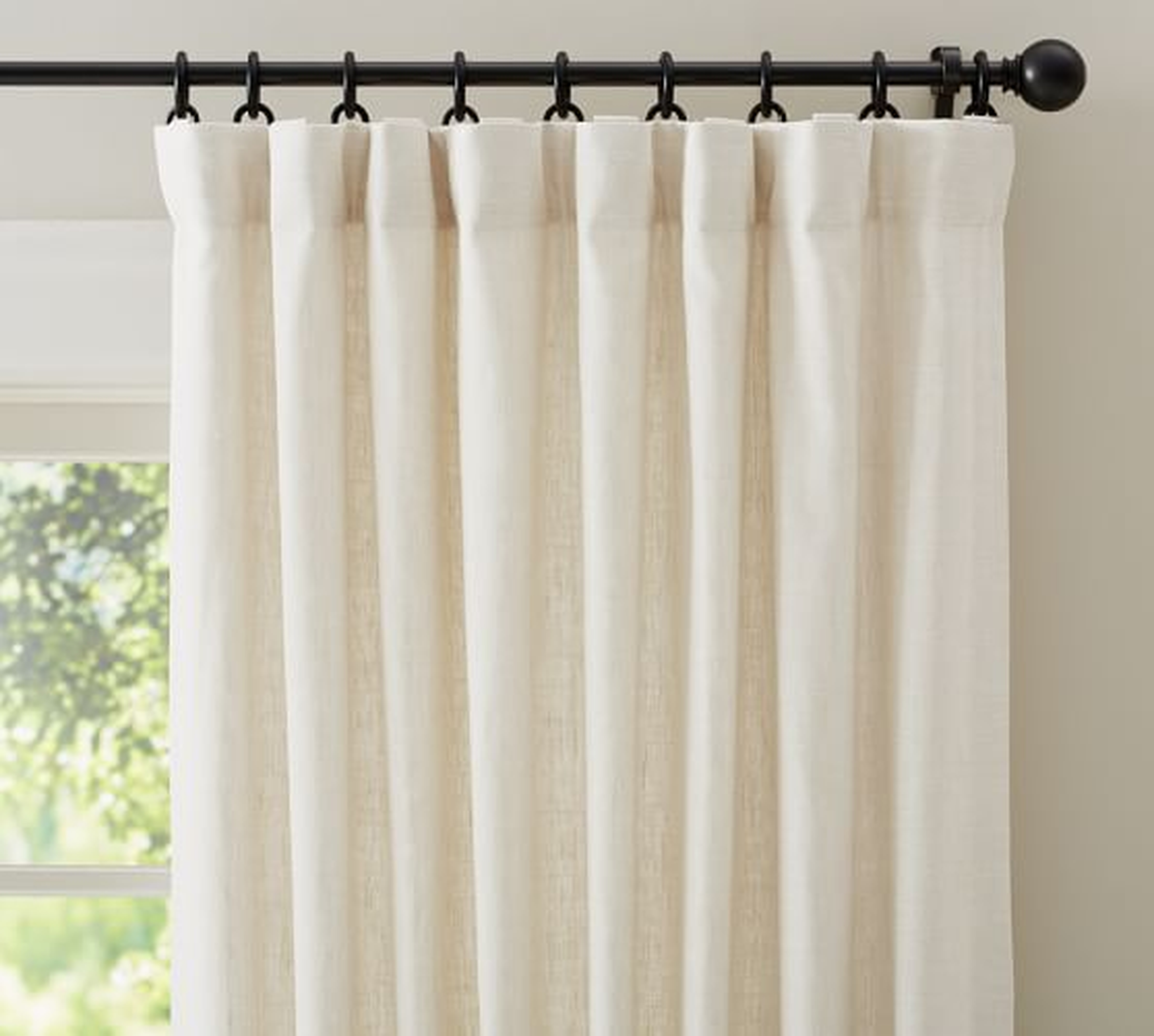 Emery Linen/Cotton Pole-pocket Curtain in Ivory, 100" x 108" - Pottery Barn