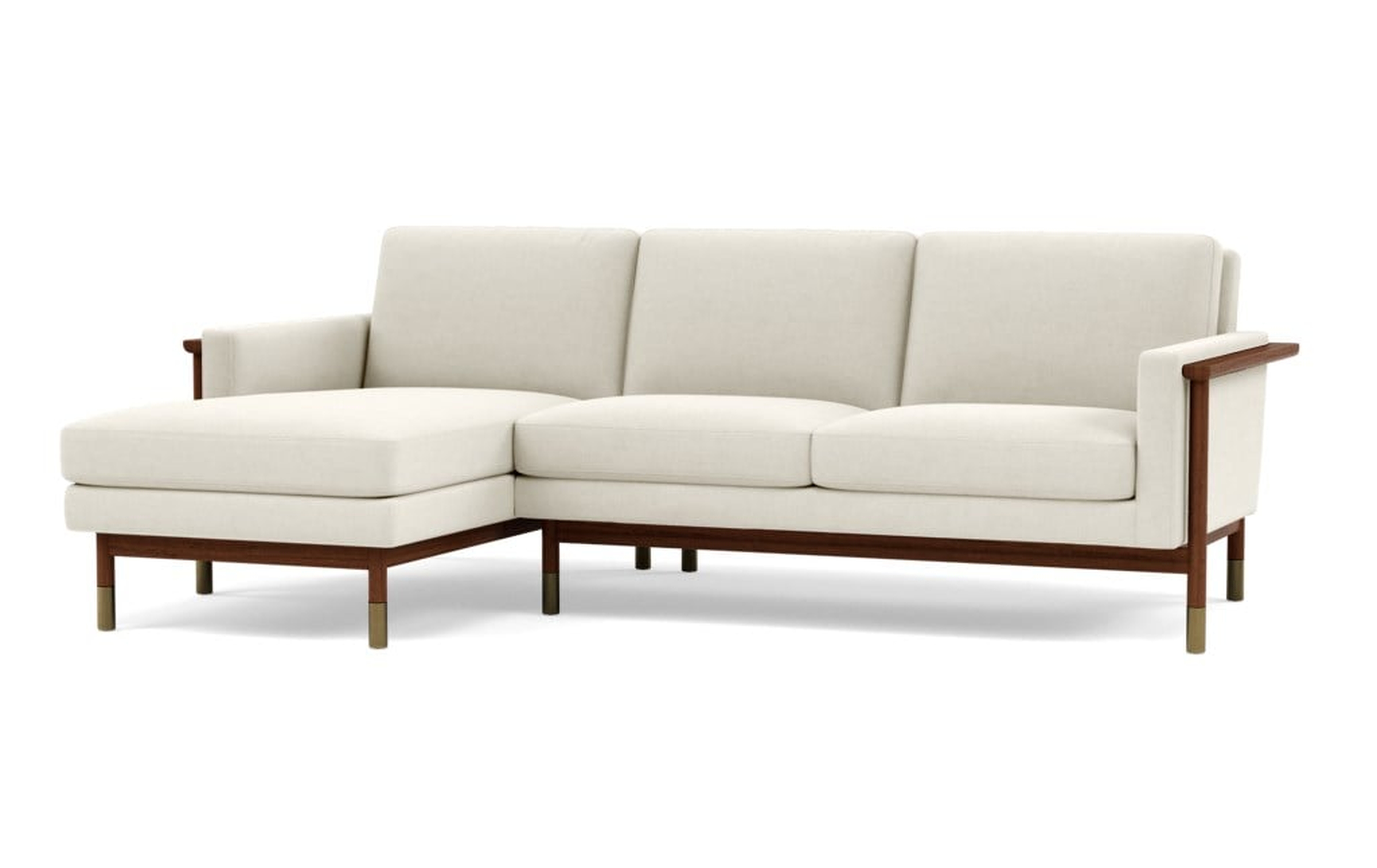 JASON WU Sectional Sofa with Left Chaise - Chalk - Oiled Walnut with Brass Cap - Interior Define