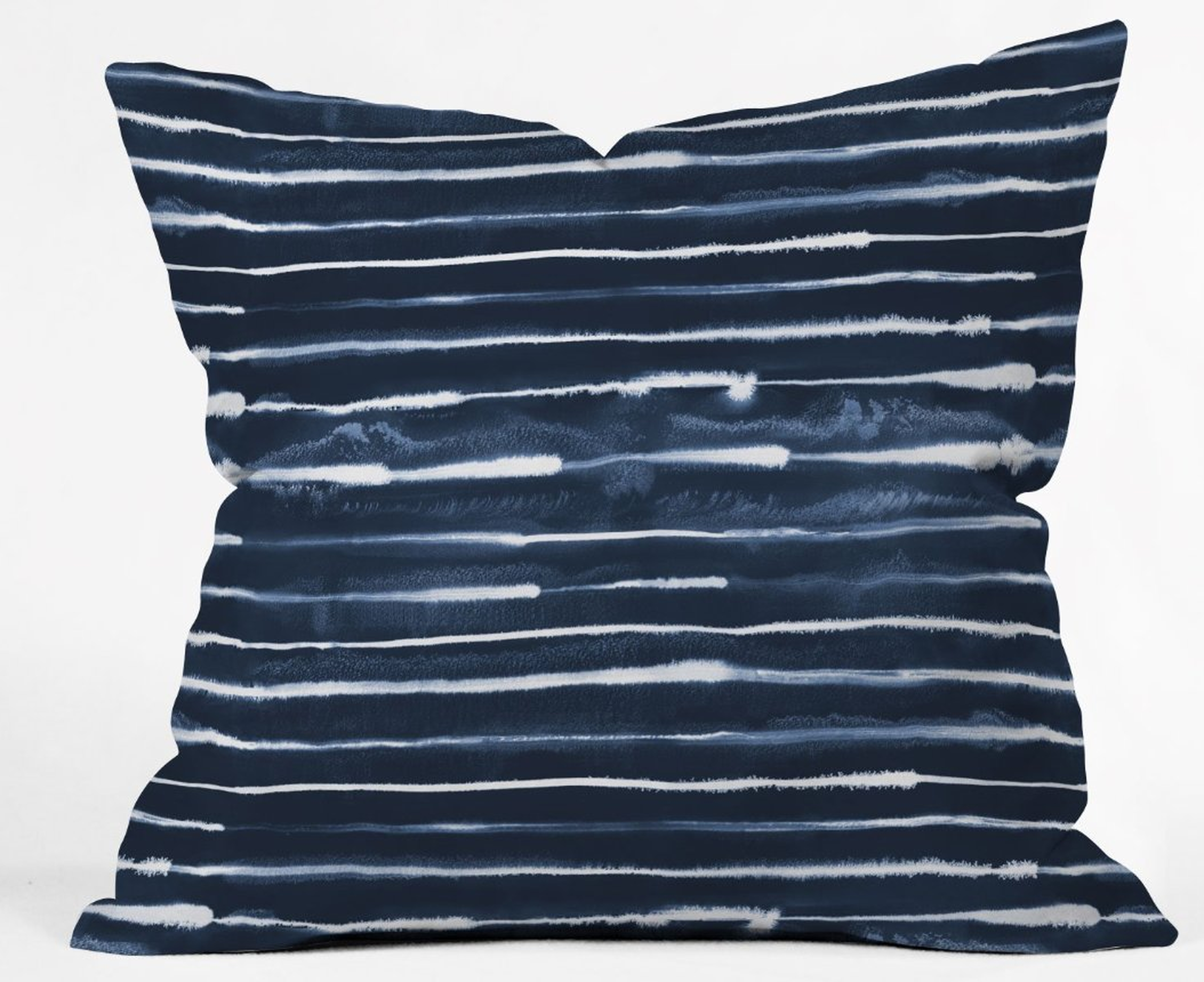 navy ink stripes  Throw Pillow 18 x 18" with insert - Wander Print Co.