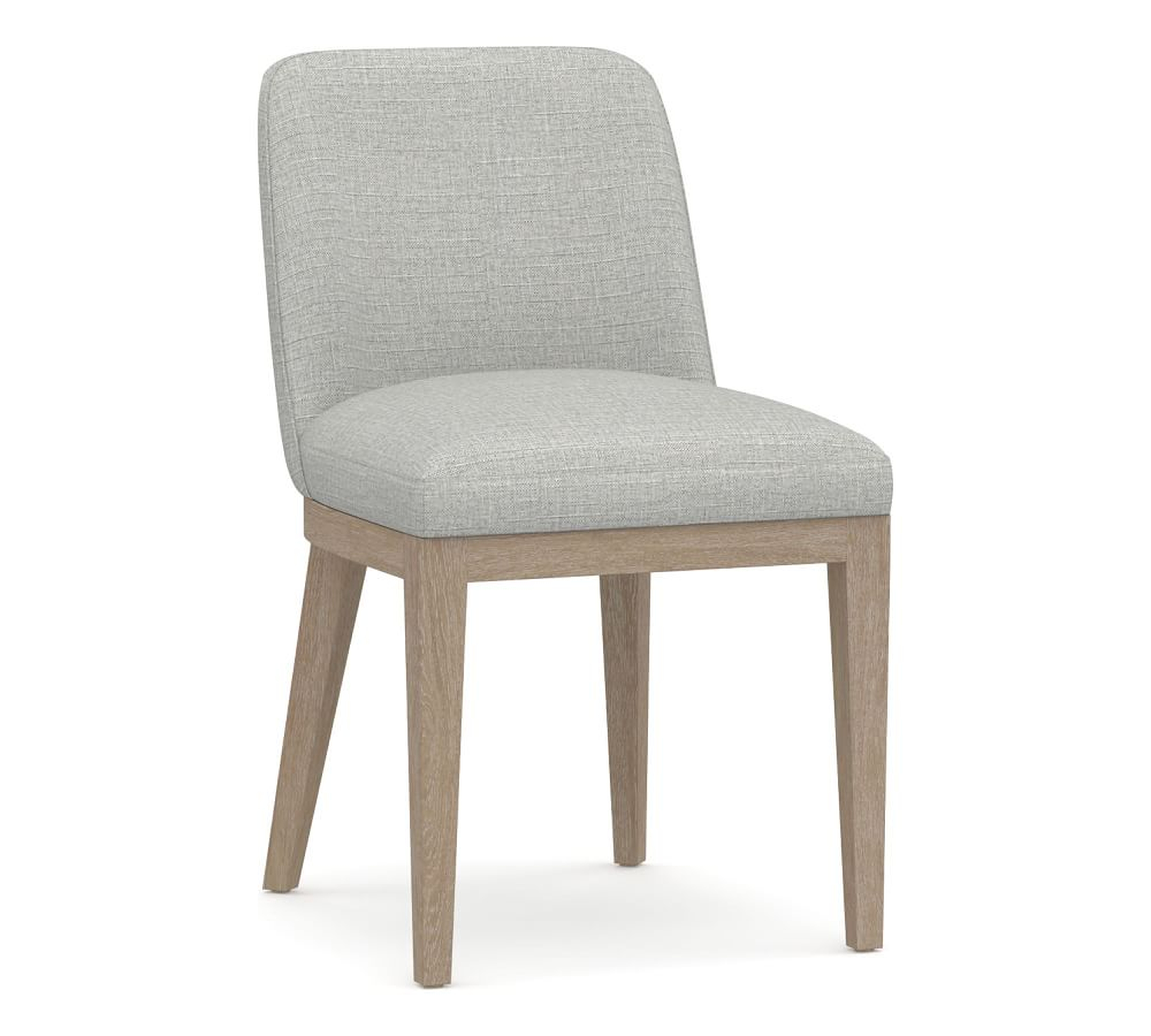 Layton Upholstered Side Dining Chair, Seadrift Legs, Basketweave Slub Ash - Pottery Barn
