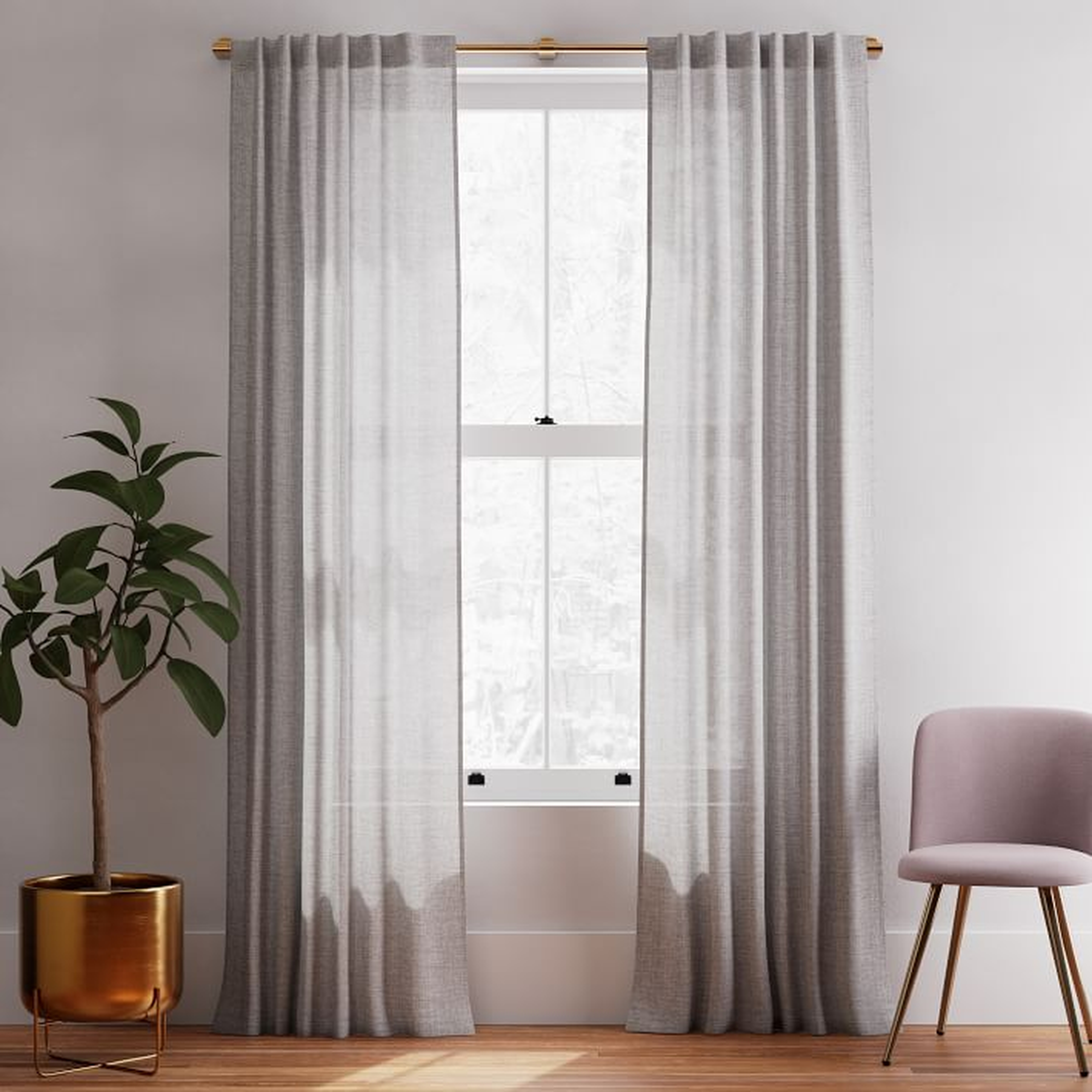 Solid Belgian Linen Curtain Frost Gray 48"x108" - West Elm