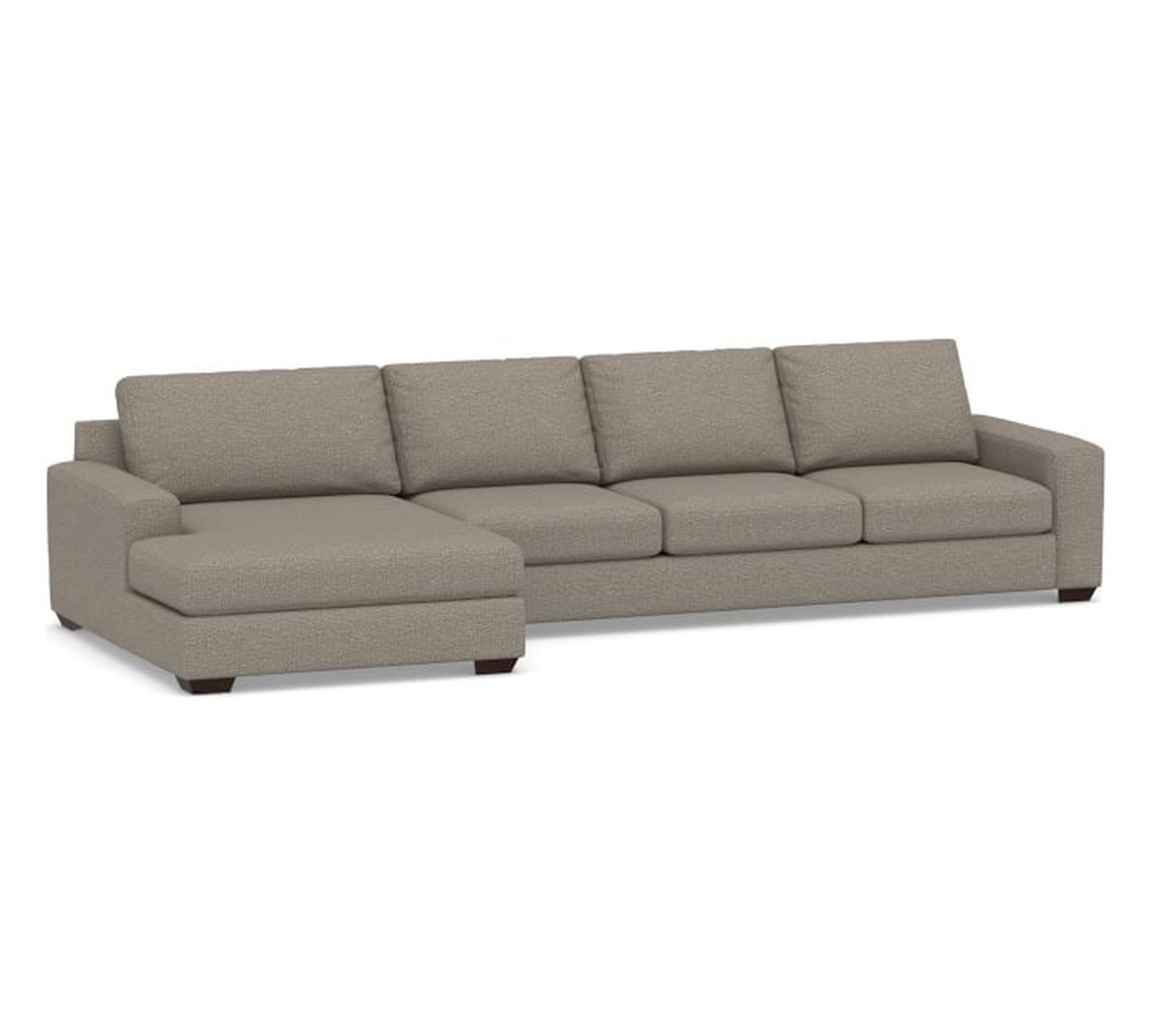 Big Sur Square Arm Upholstered Right Arm Sofa with Left Arm Double Wide Multi-Seat Chaise Sectional - 156" width - Pottery Barn