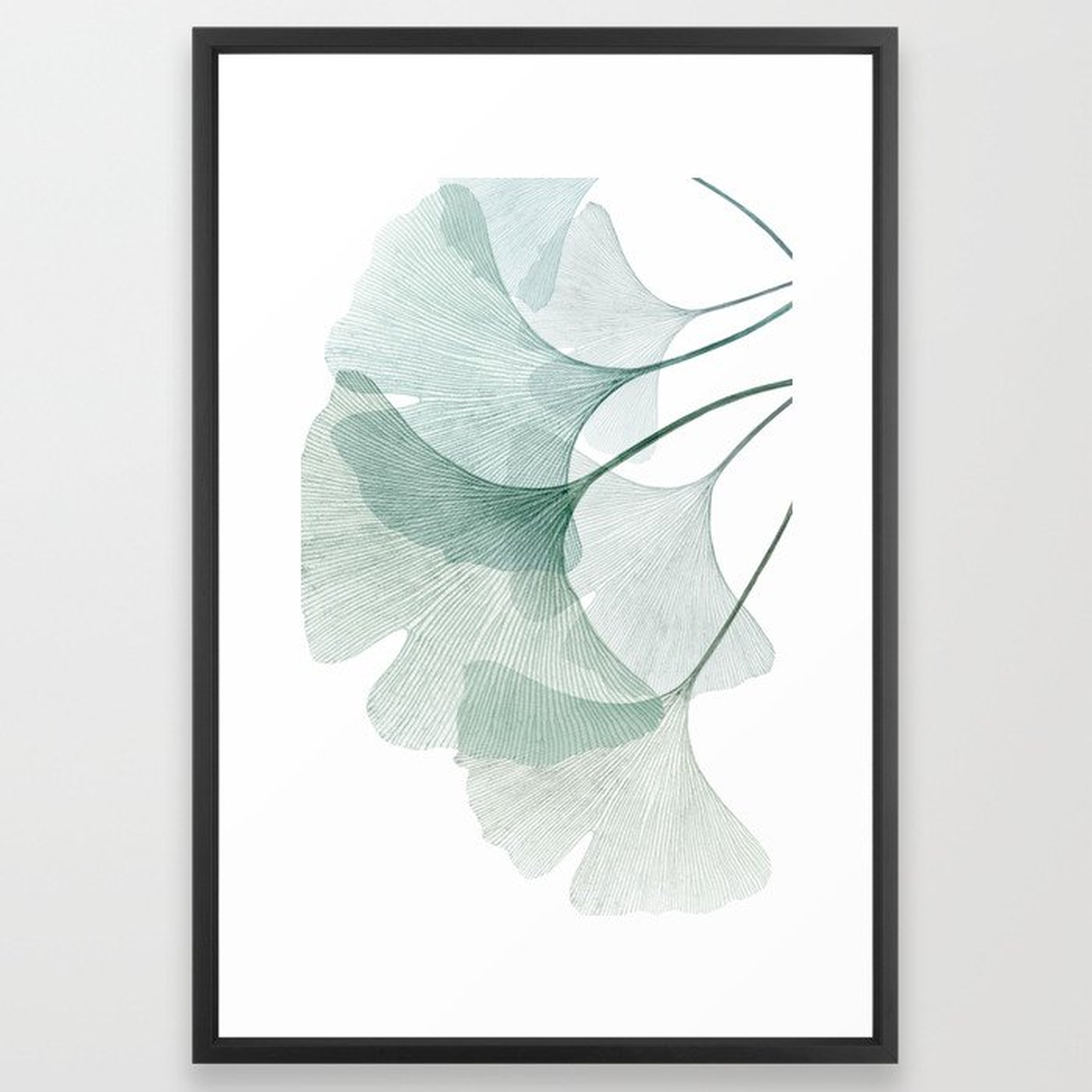 Teal Ginkgo Leaves Framed Art Print, 26" x 38" - Society6