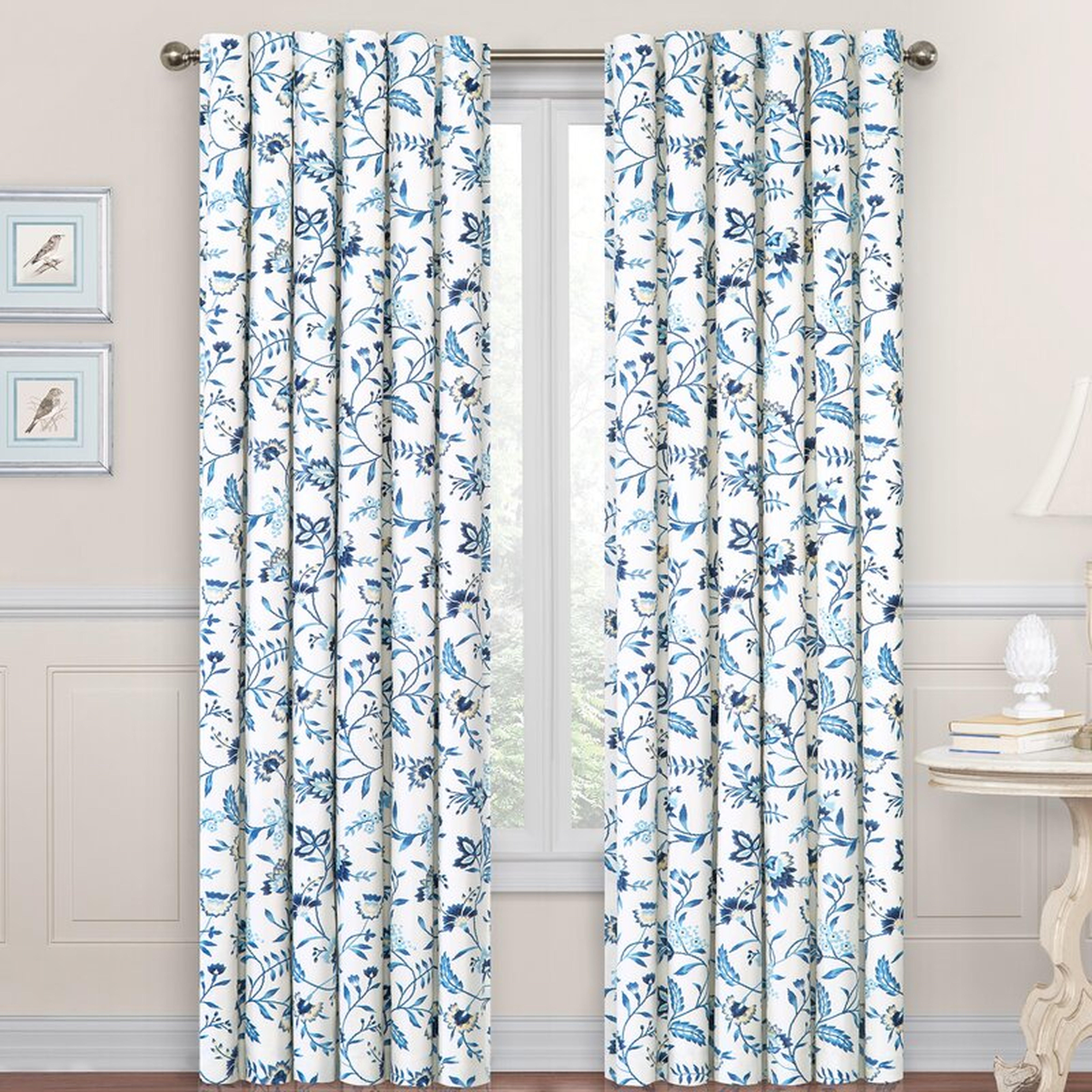 Carolina Crewel Floral Semi-Sheer Rod Pocket Window Single Curtain - Wayfair