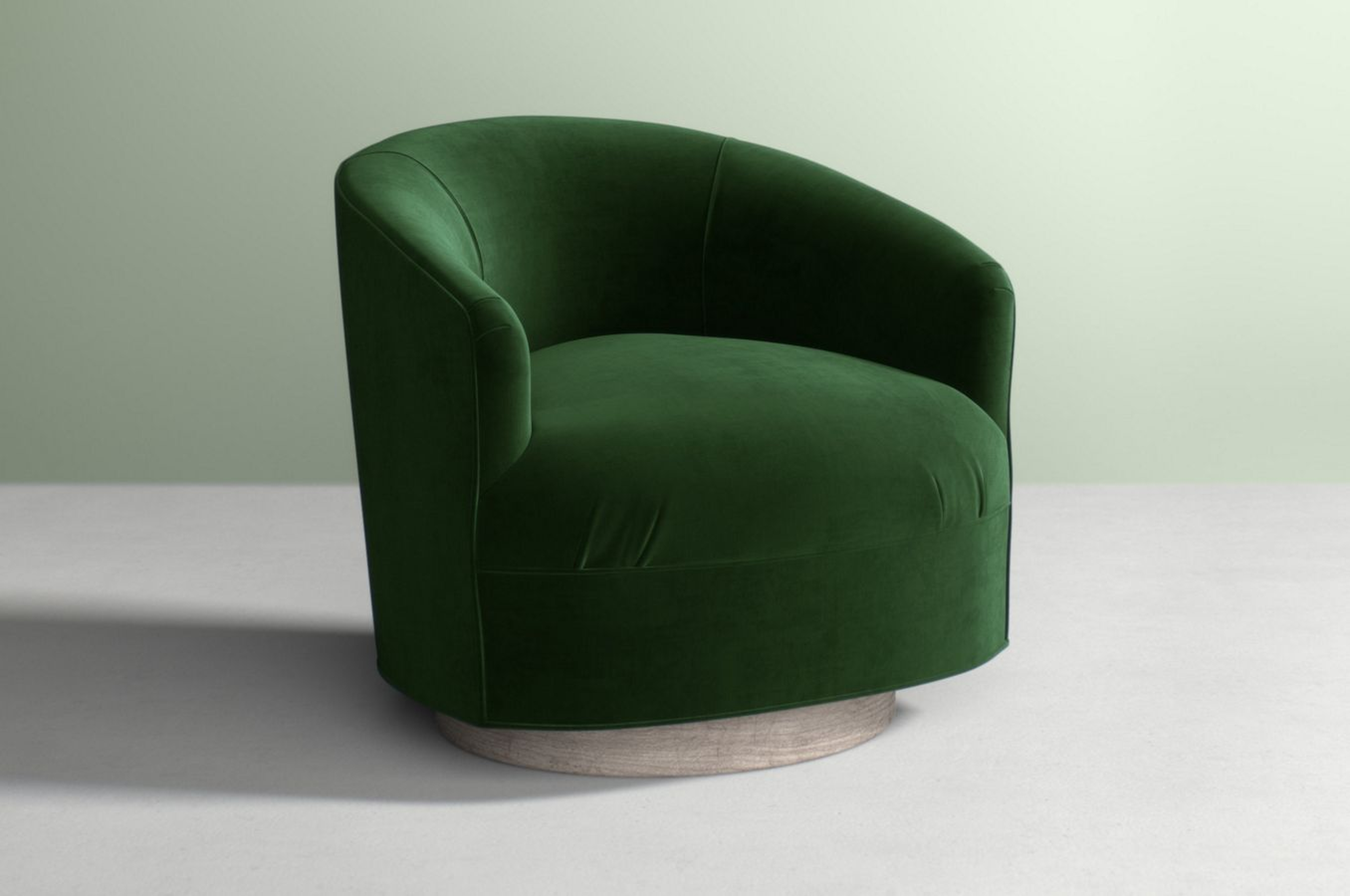 Amoret Swivel Chair - Emerald Velvet - Anthropologie