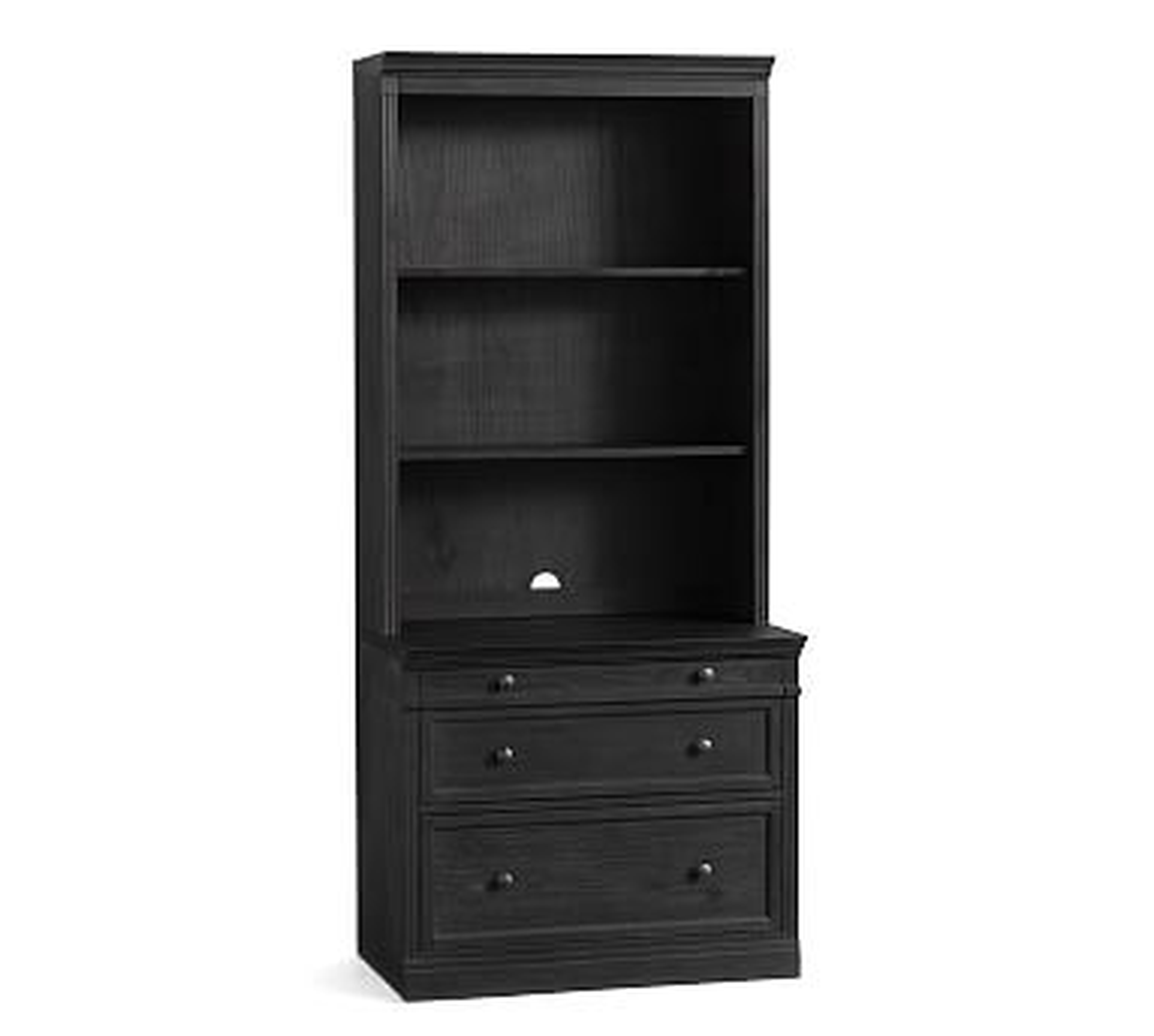 Livingston Lateral File Bookcase, Dusty Charcoal - Pottery Barn