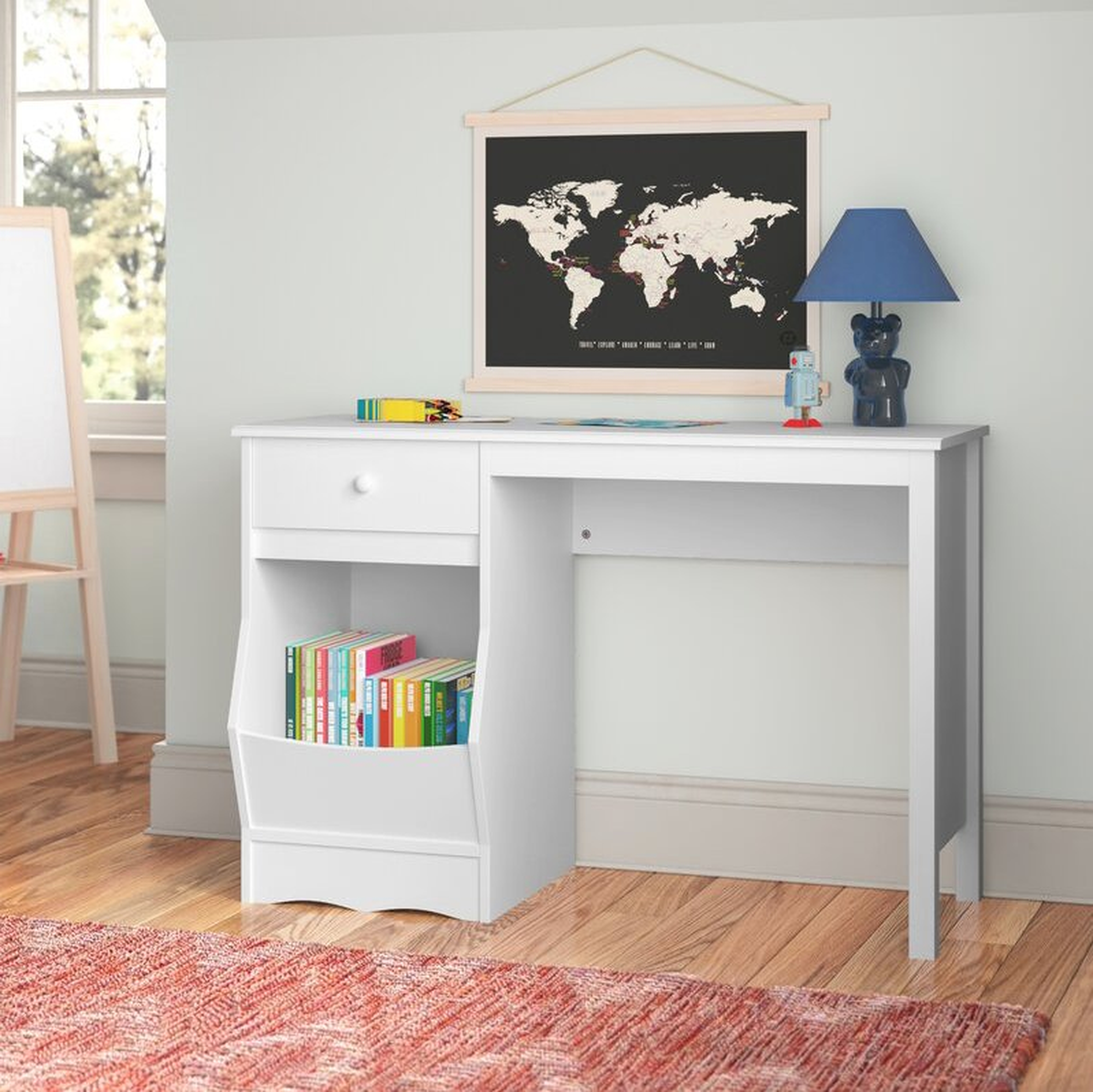 Johnathon 42.8 " Simple Student Table Kids Desk White With Drawers - Wayfair