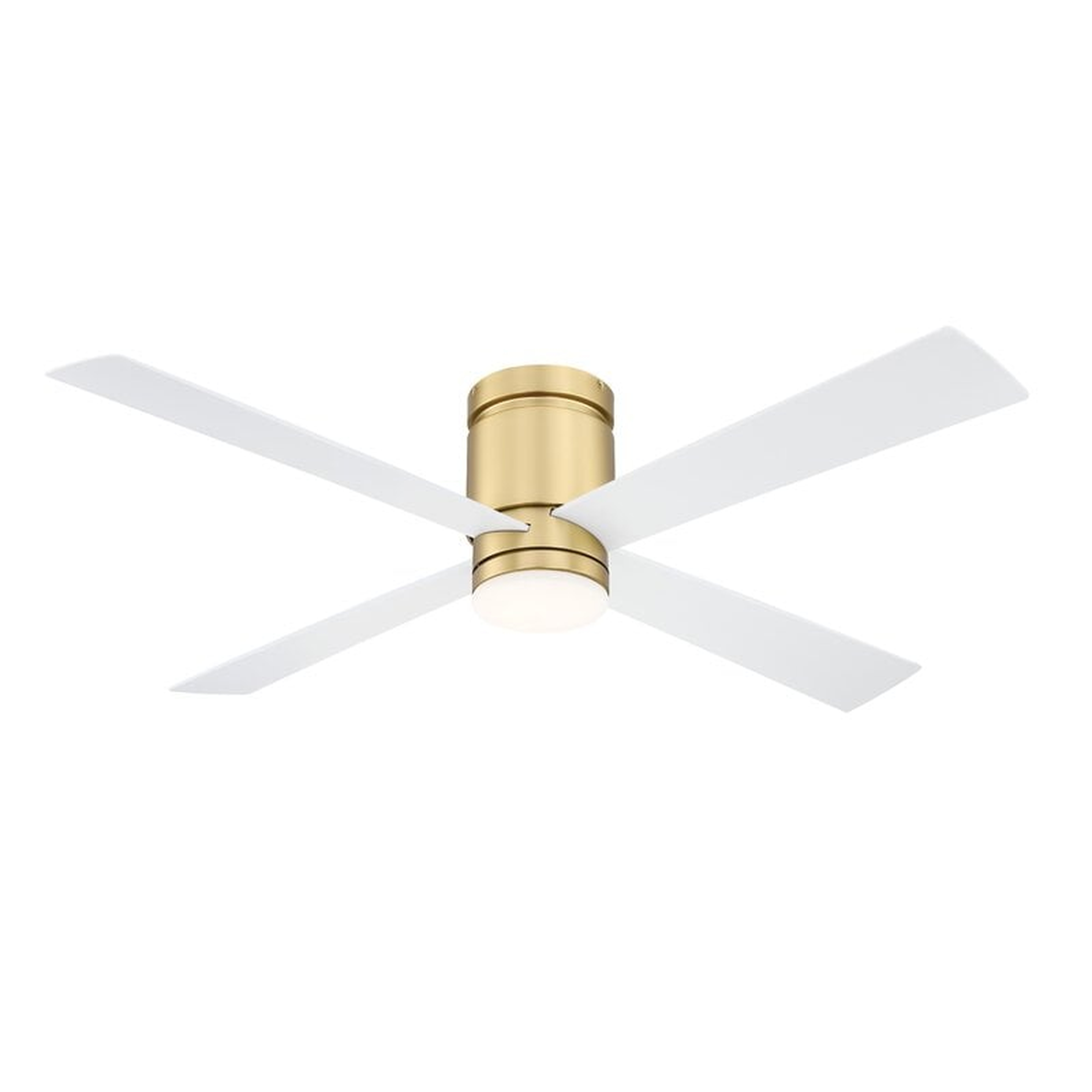 52'' Kwartet 4-Blade LED Smart Standard Ceiling Fan with Light Kit Included, Brushed Satin Brass with Matte White Blades - Wayfair