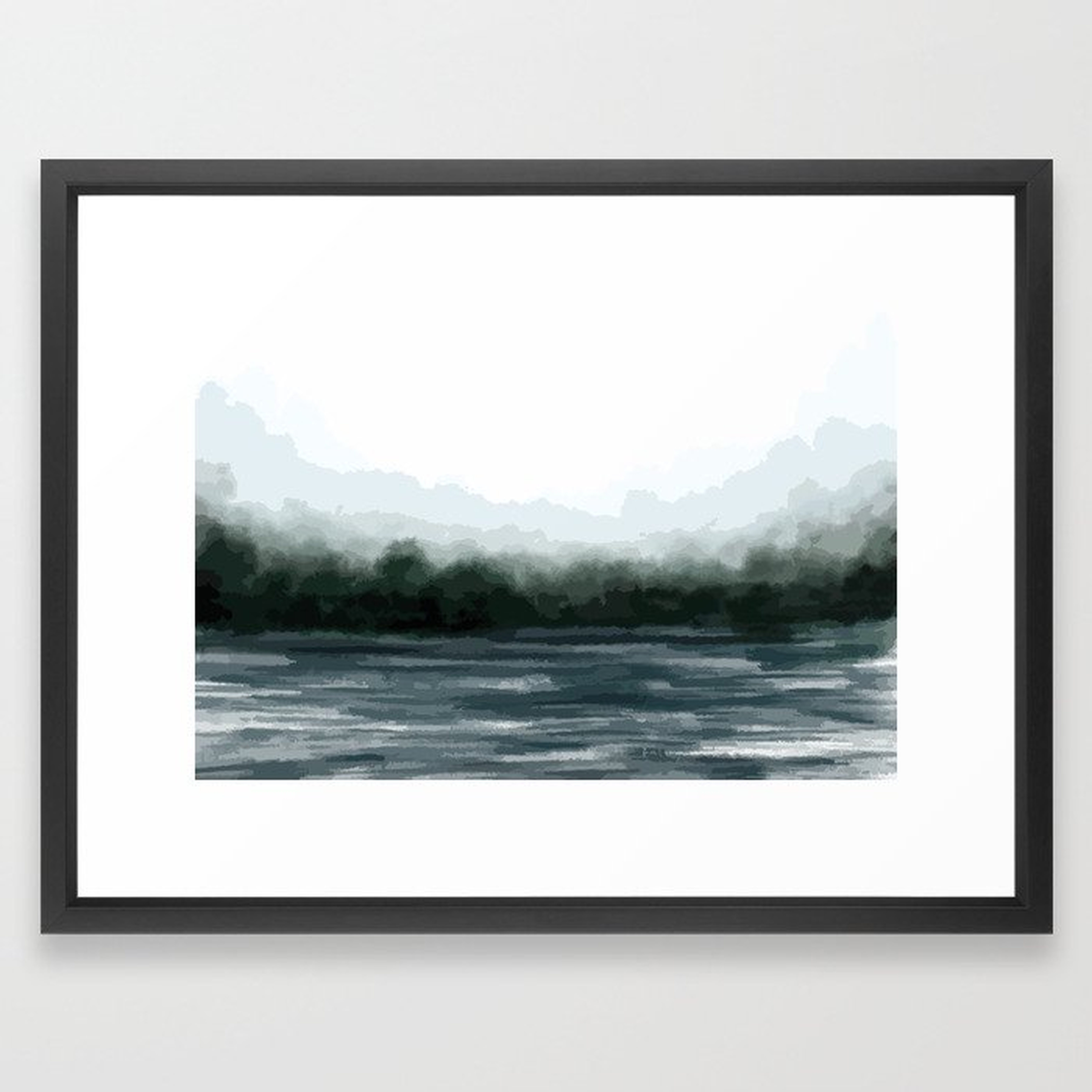 Foggy Lake Abstract Landscape Painting Framed Art Print - Society6